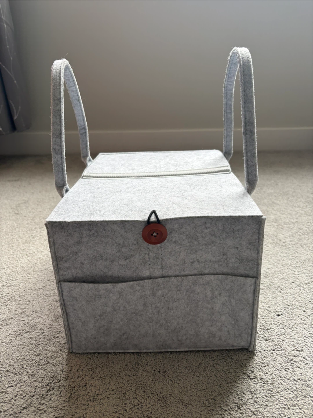 Grey Felt Diaper Caddy with Handles