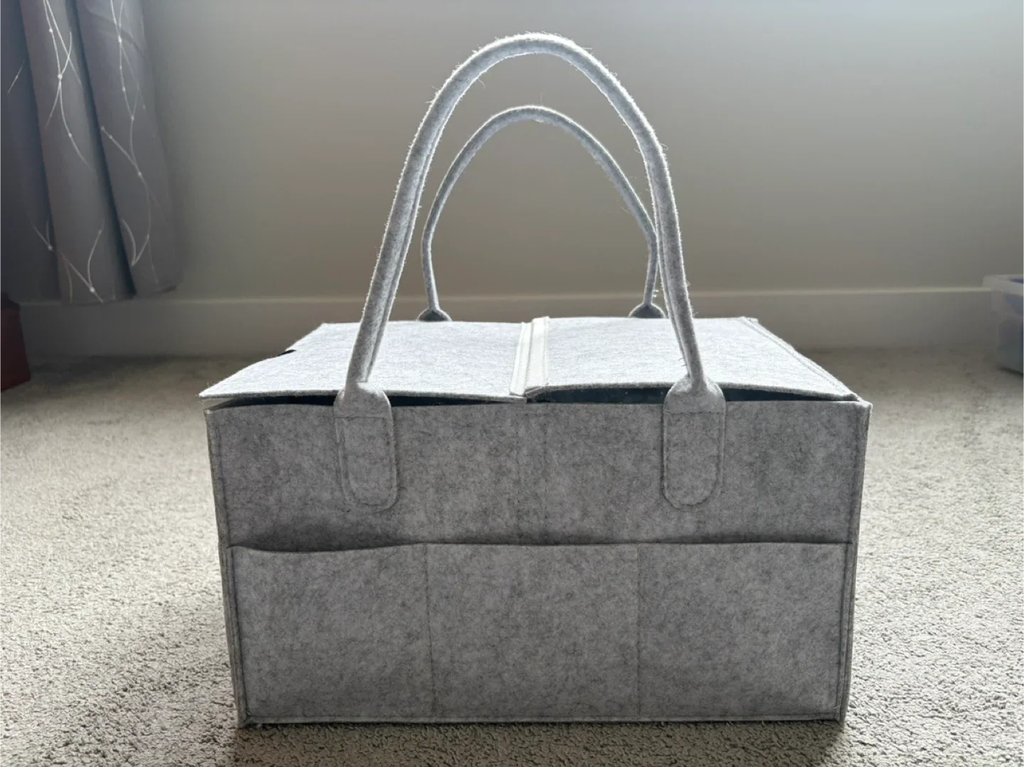 Grey Felt Diaper Caddy with Handles image indicator(5)