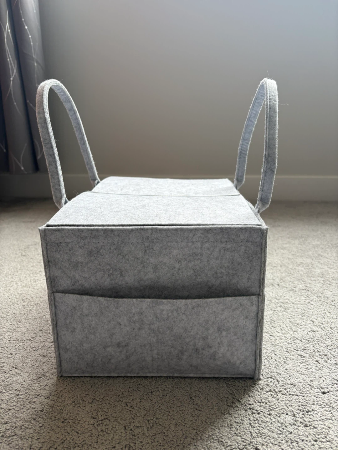 Grey Felt Diaper Caddy with Handles - photo 2