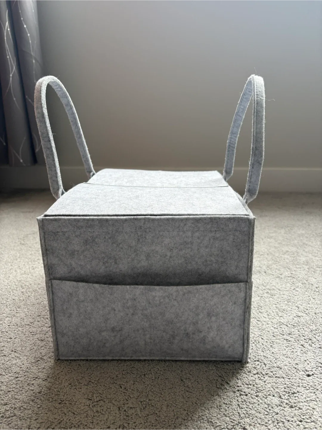 Grey Felt Diaper Caddy with Handles image indicator(2)