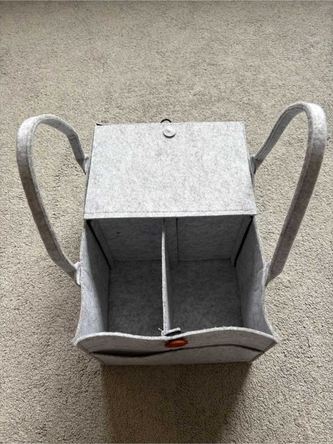 Grey Felt Diaper Caddy with Handles image indicator(6)