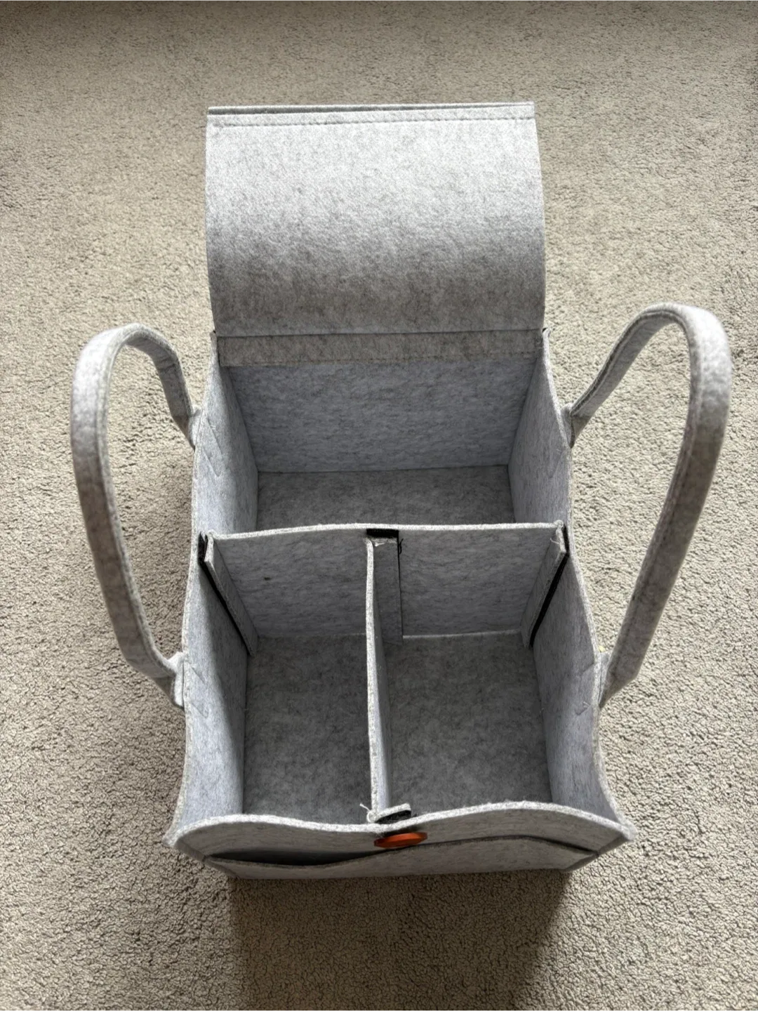 Grey Felt Diaper Caddy with Handles image indicator(7)