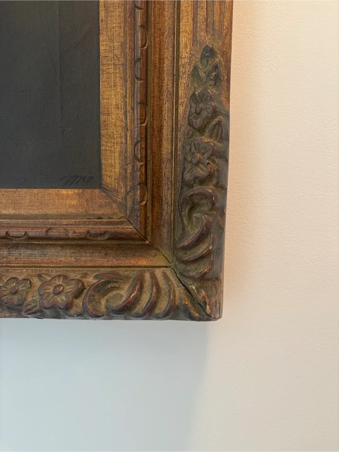 Vintage Personage Painting In Antique Gold Ornate Frame image indicator(4)