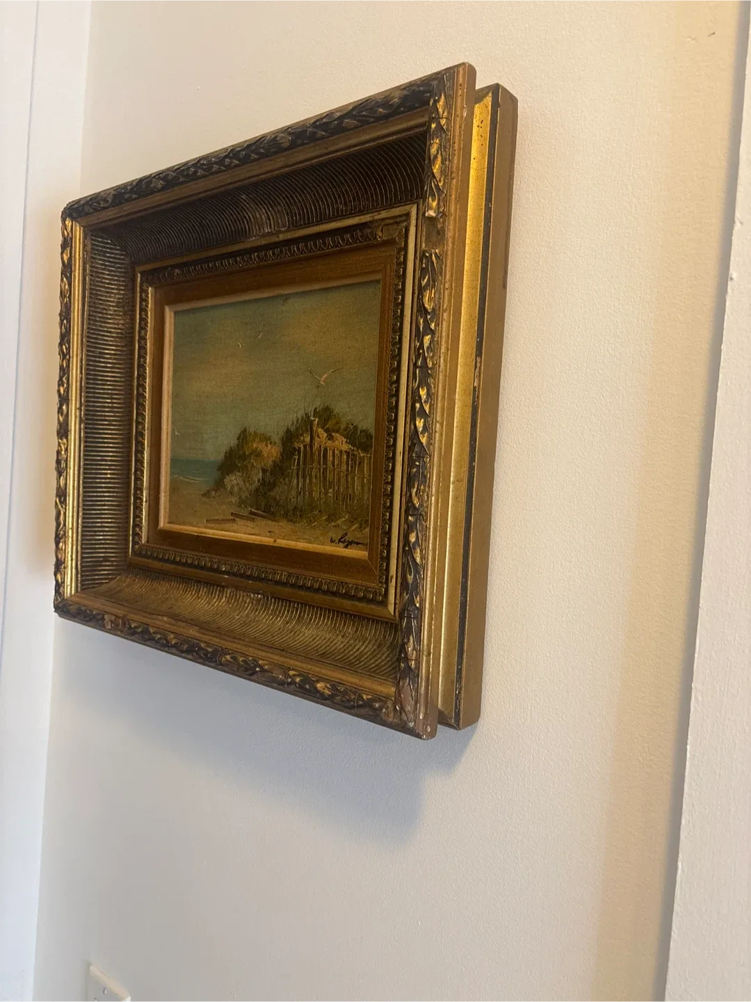 Vintage Framed Beach Oil Painting image indicator(5)