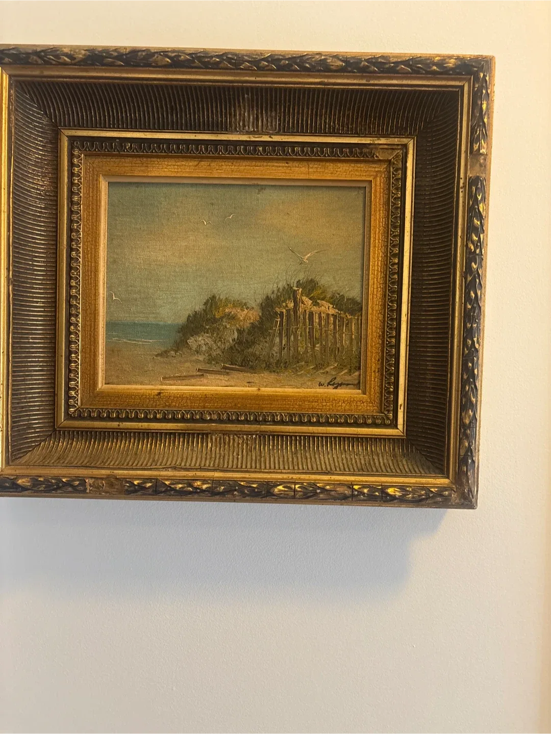 Vintage Framed Beach Oil Painting image indicator(8)