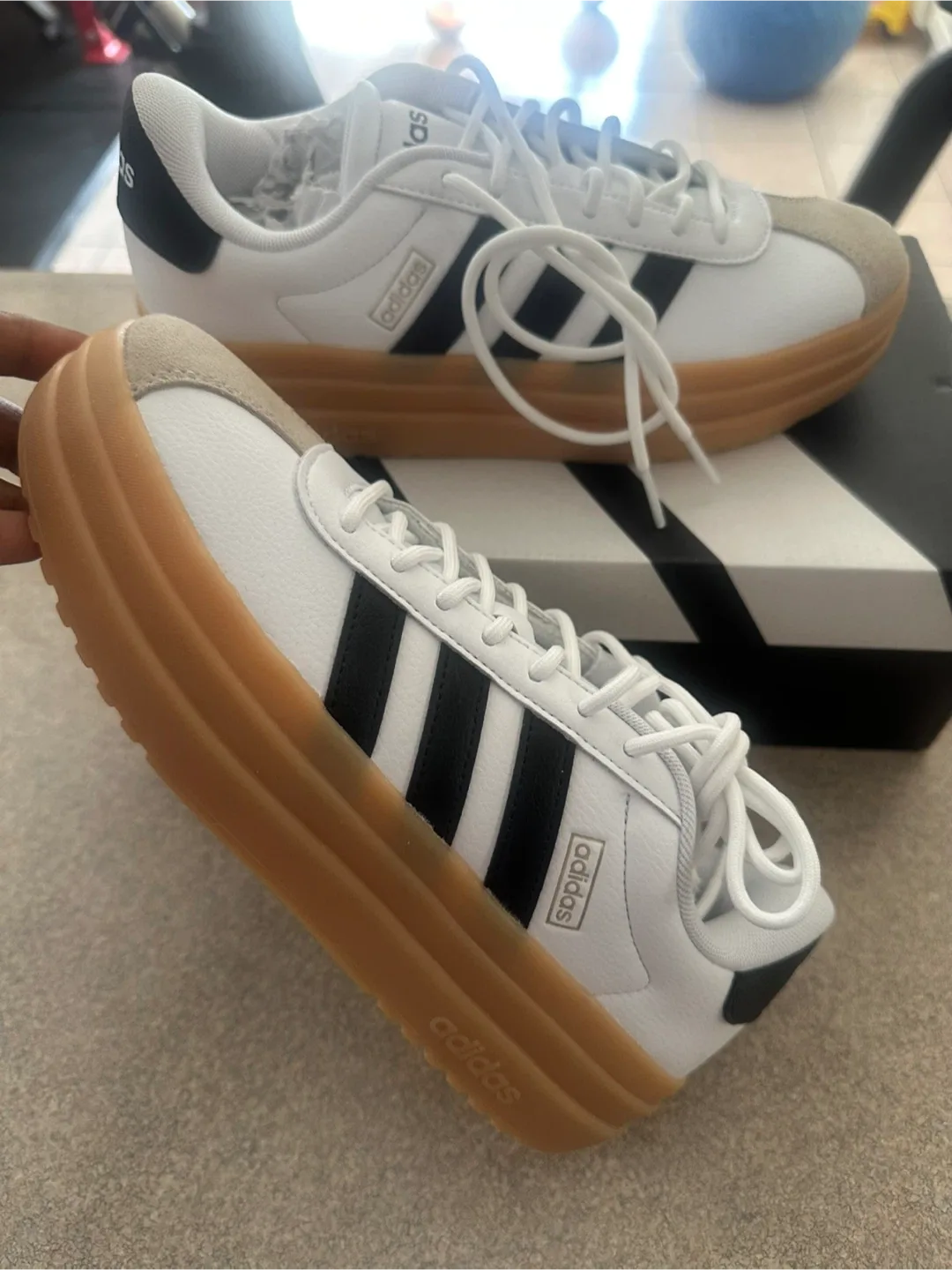 Adidas Court Platform Shoes - White & Black 7 & 8 thumbnail
