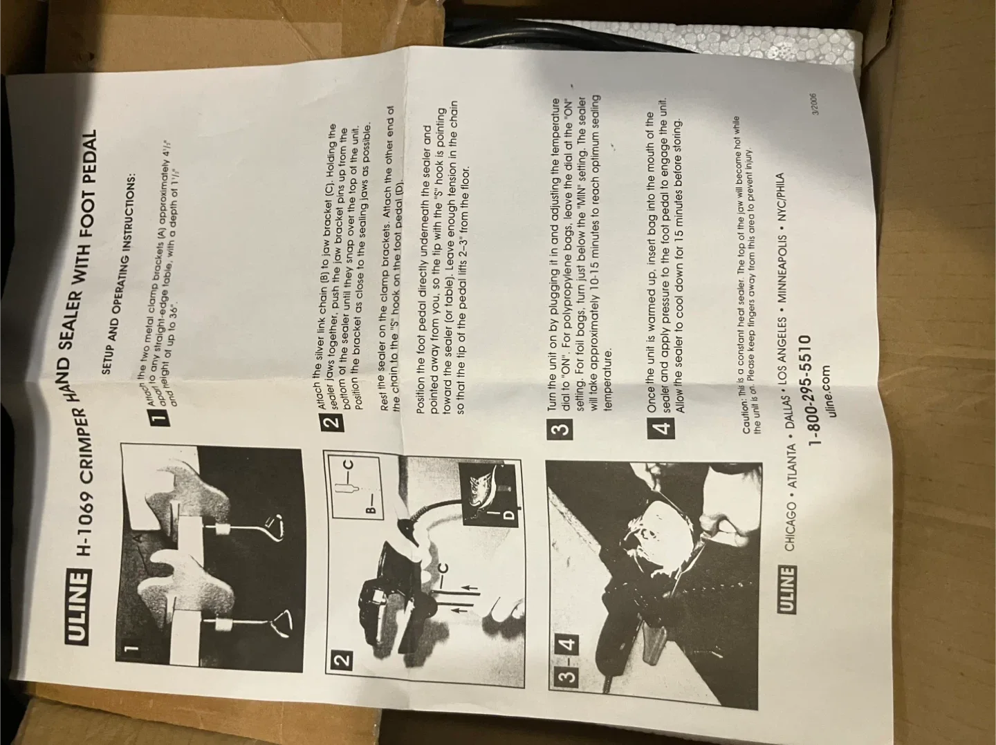 Uline H-1069 Hand Sealer with Foot Pedal image indicator(2)