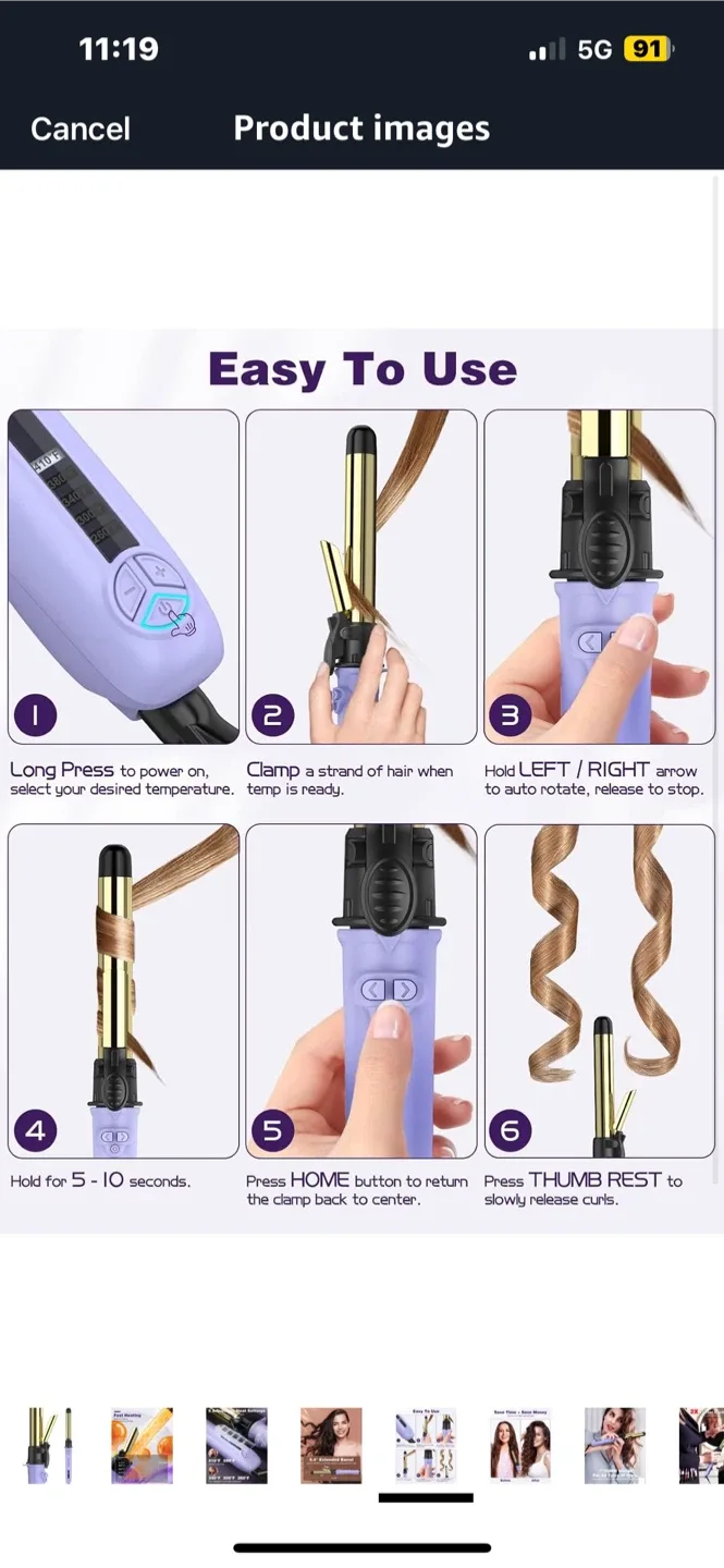 Zewaera Auto Rotating Curling Iron - Like New image indicator(3)