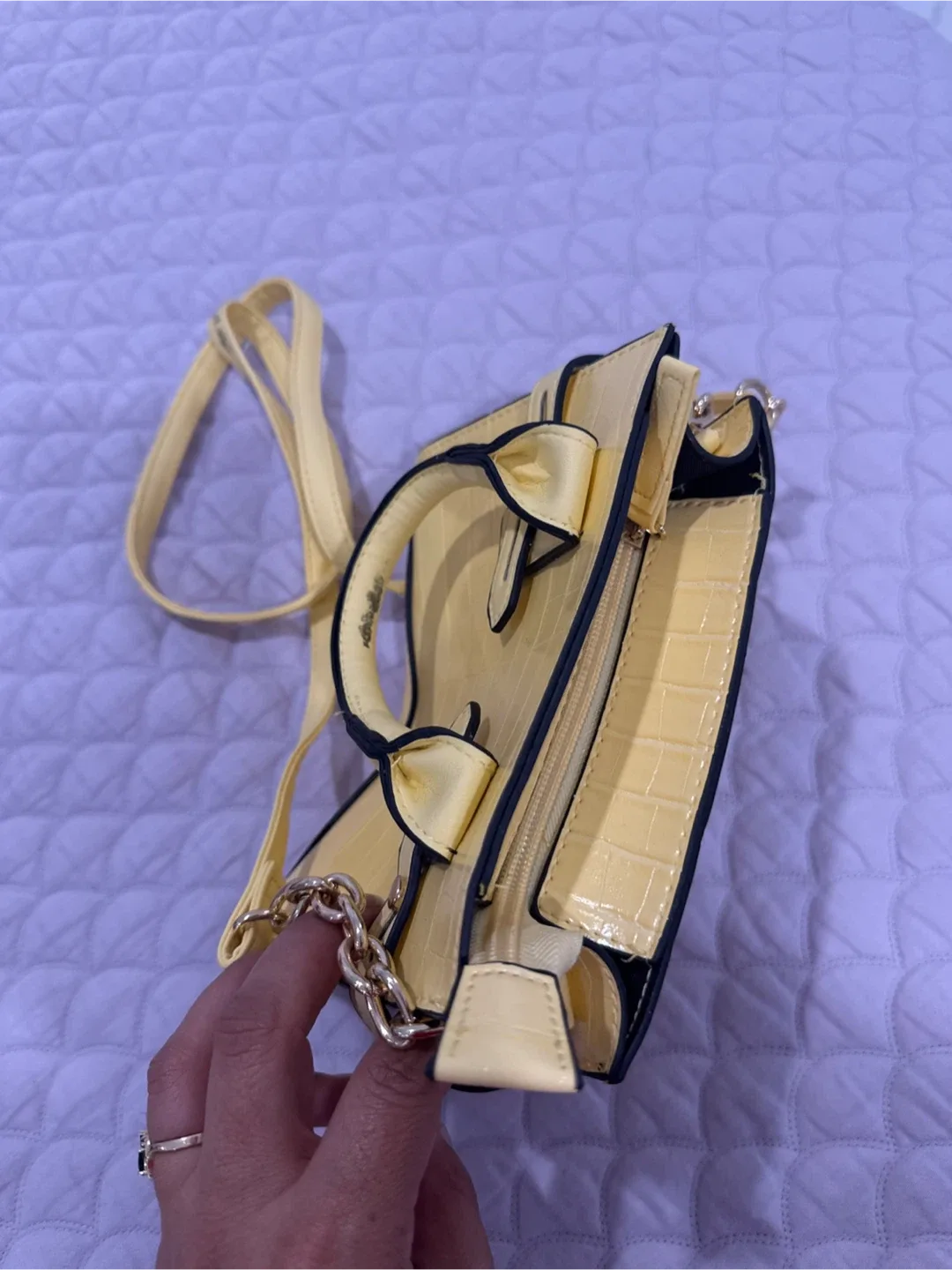 Yellow Croc-Embossed Handbag image indicator(2)