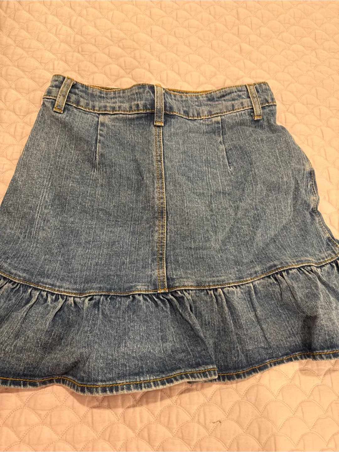 Denim Ruffle Mini Skirt image indicator(2)
