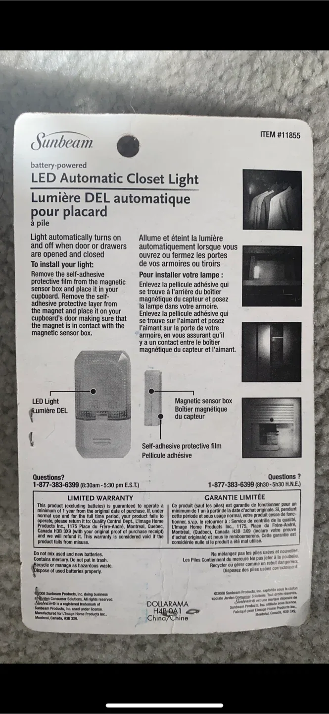 Sunbeam LED Automatic Closet Light 🧡 New in Package image indicator(2)