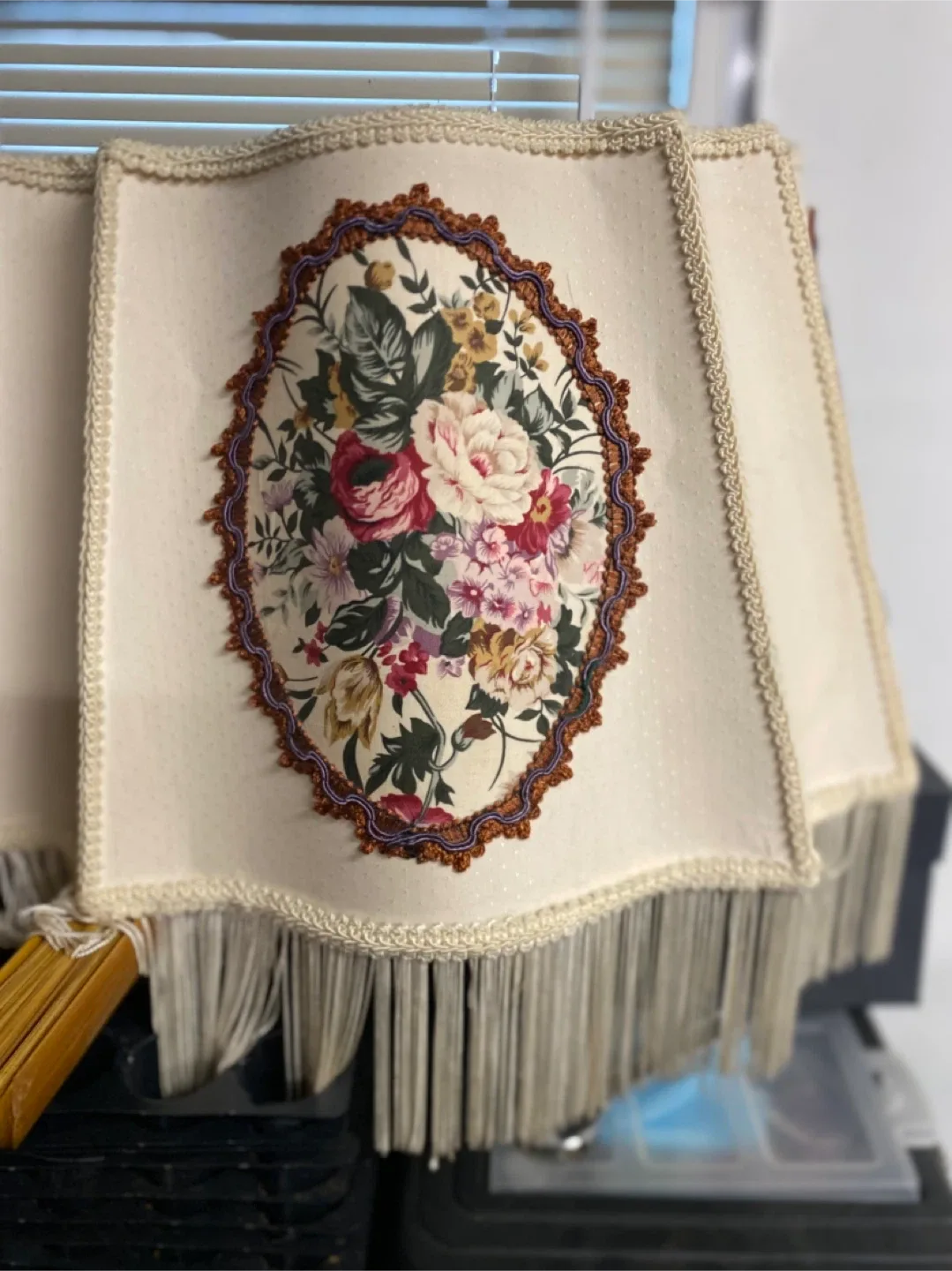 Vintage Floral Lampshade with Fringes thumbnail