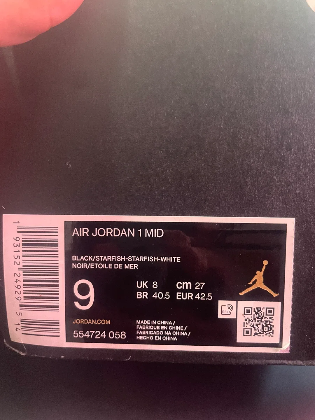 Air Jordan 1 Mid Black/Starfish-White - Size 9 image indicator(4)