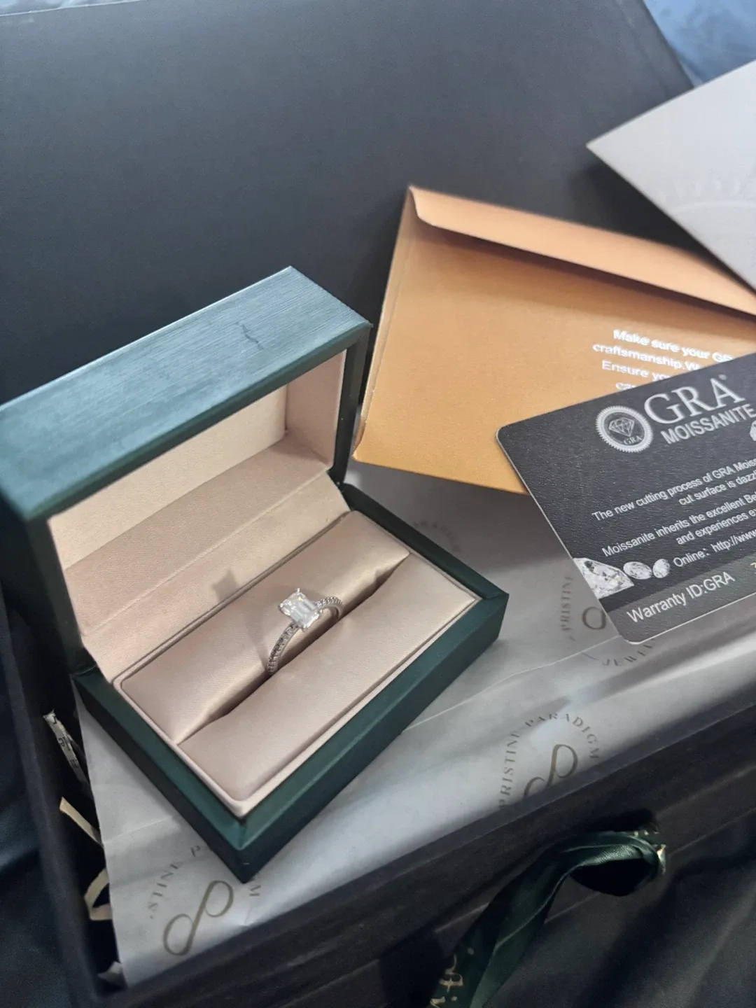 Emerald Pavé Ring - 1CT & Real Moissanite thumbnail