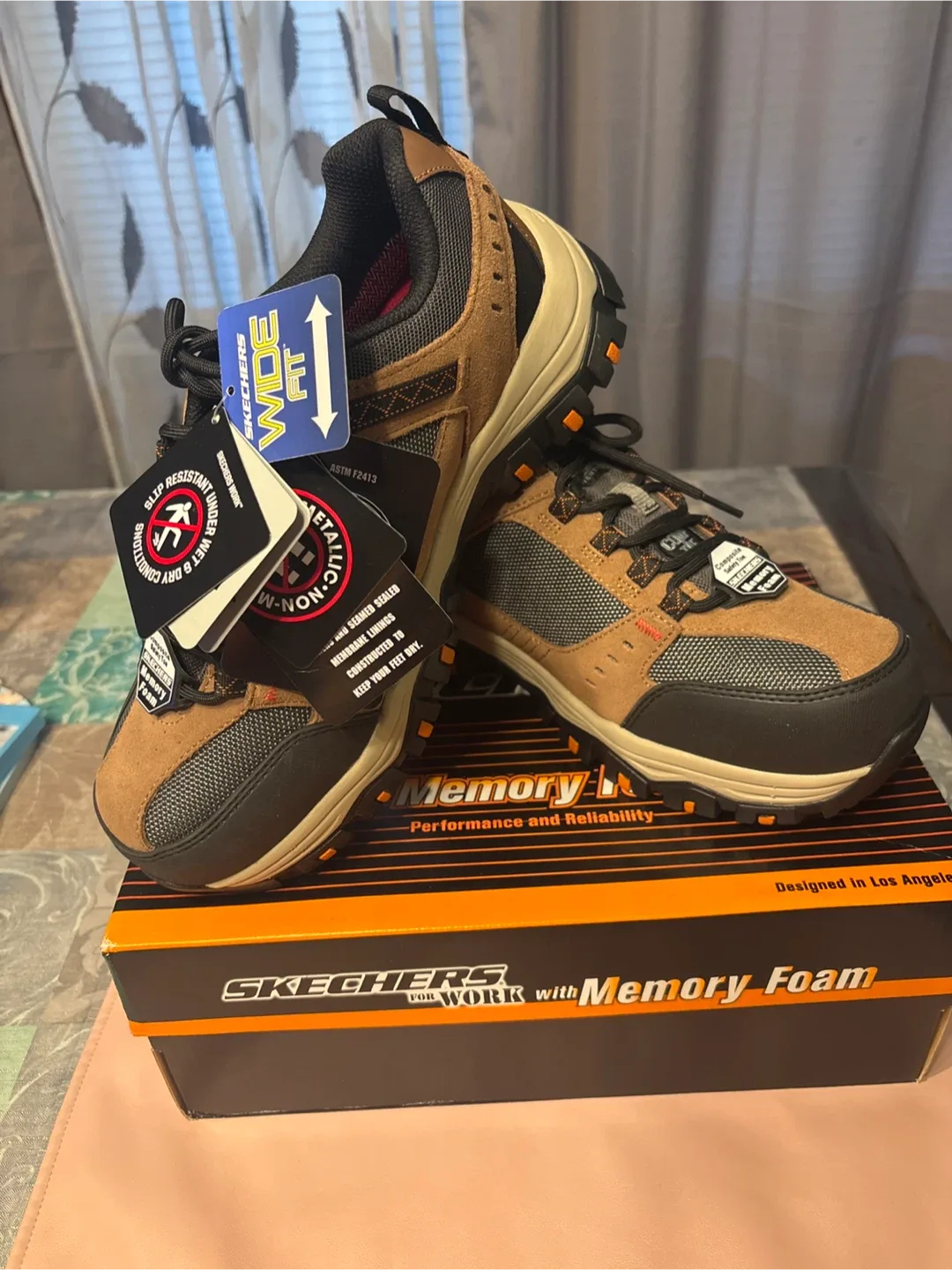 Skechers Work Memory Foam Shoes - Size 7.5 Wide - New thumbnail