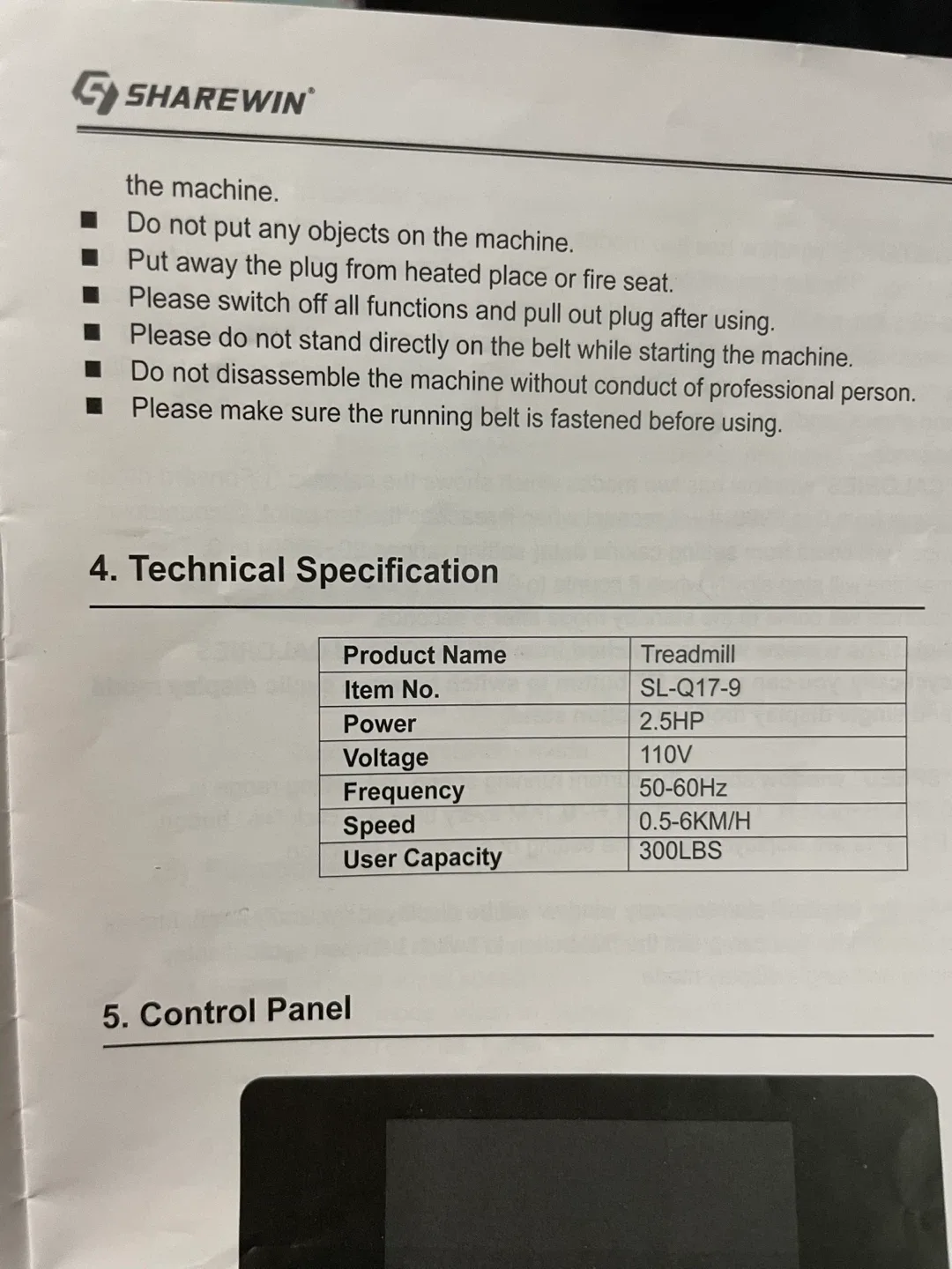 Sharewin Home Use Treadmill SL-Q17-9 image indicator(5)
