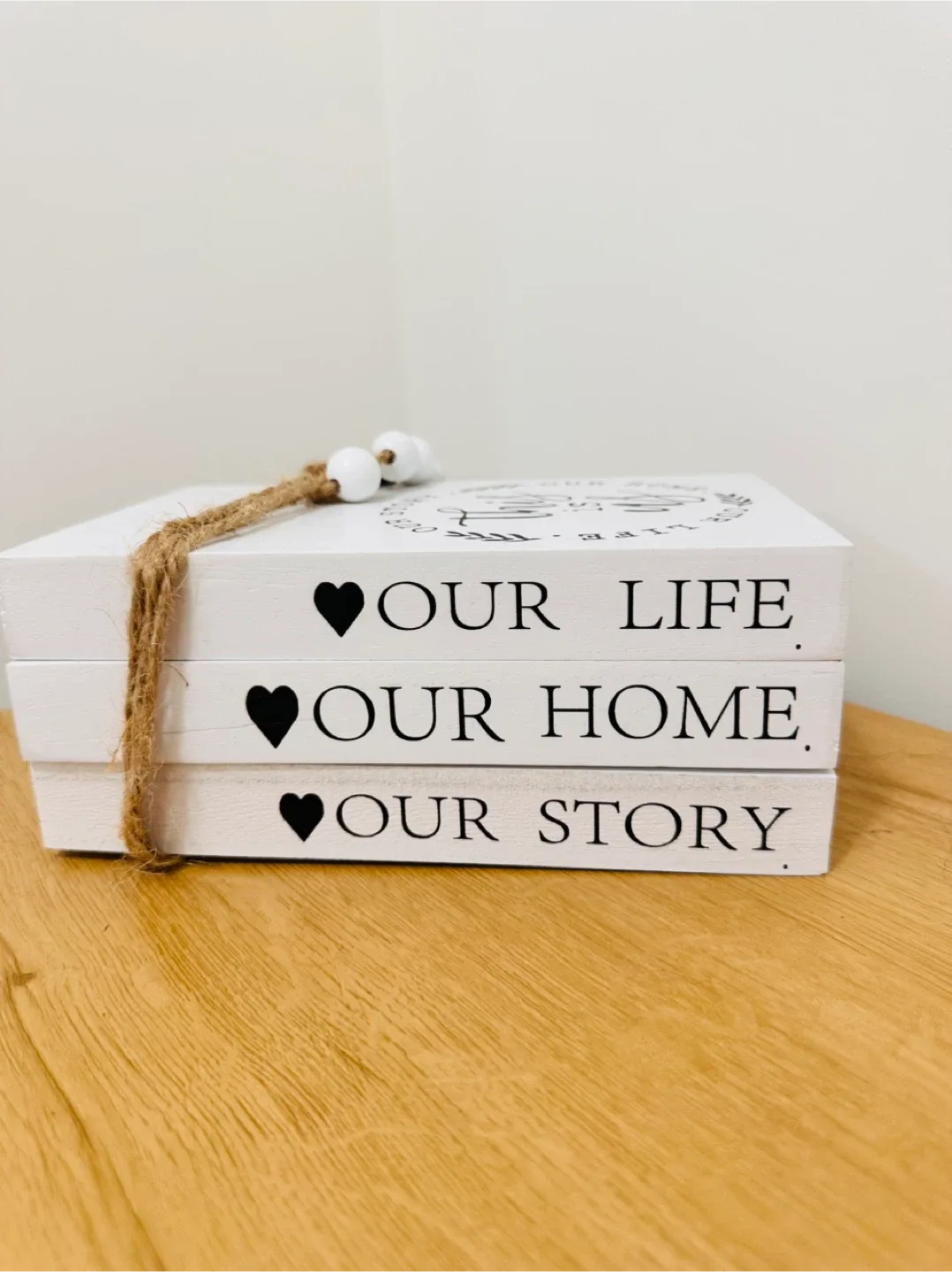 Decorative Wooden Book Stack - Our Life Home Story image indicator(2)