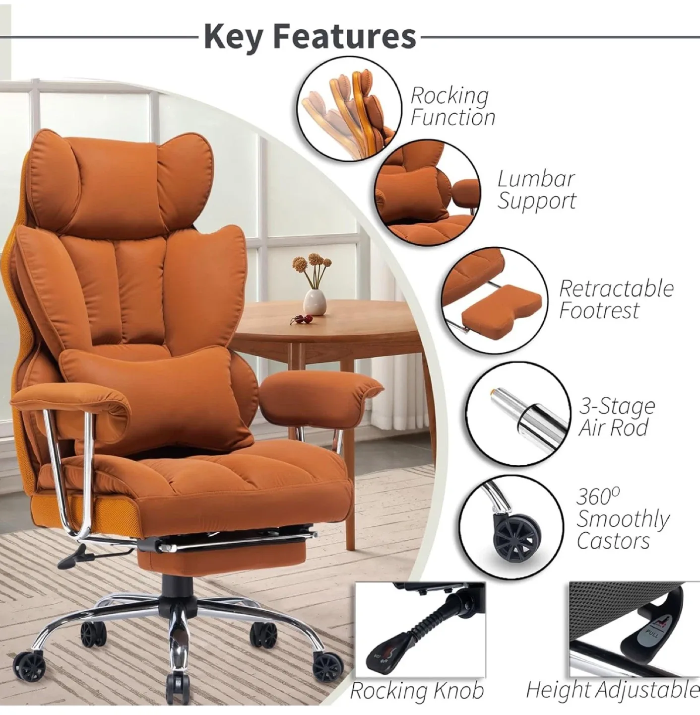Reclining Office Chair with Footrest - Like New! image indicator(7)