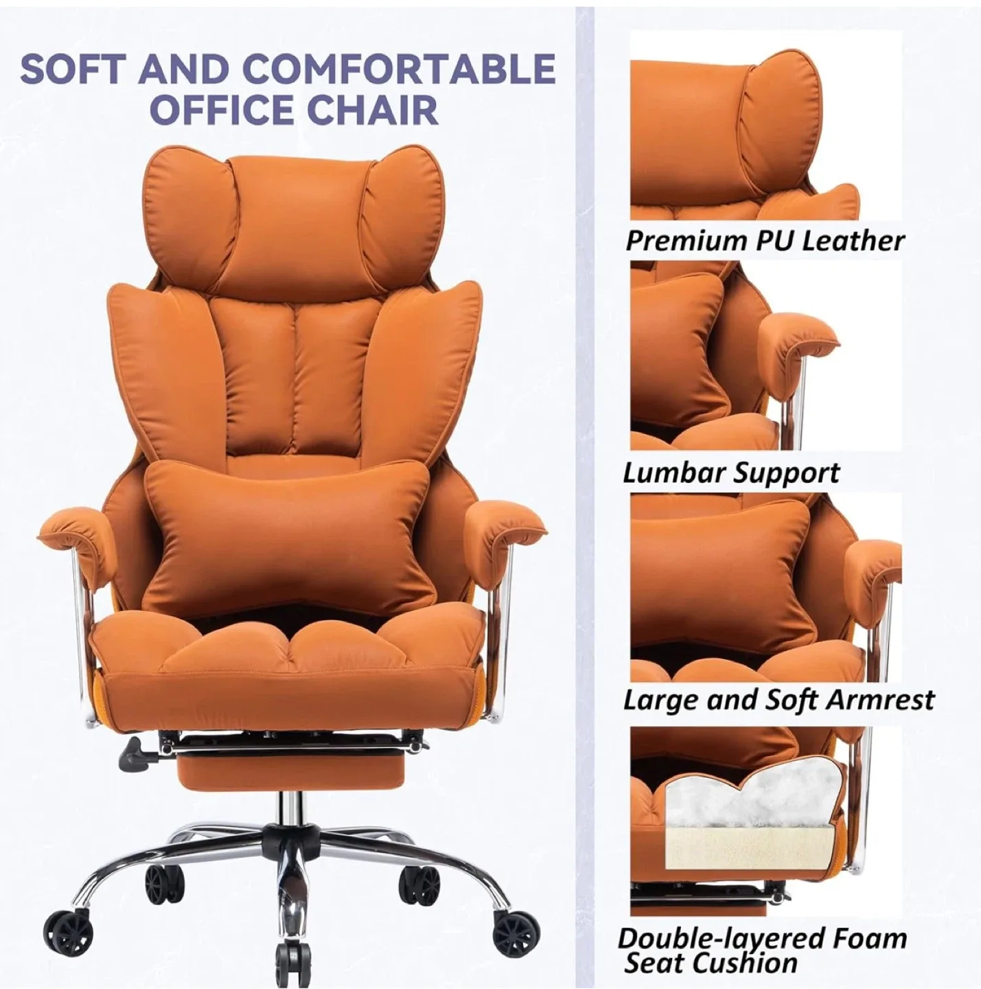 Reclining Office Chair with Footrest - Like New! image indicator(3)