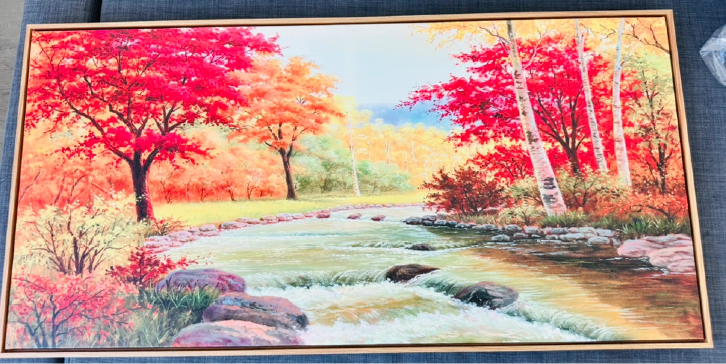Youkuart Framed wall art Autumn Red Trees Forest Mountain - photo 2