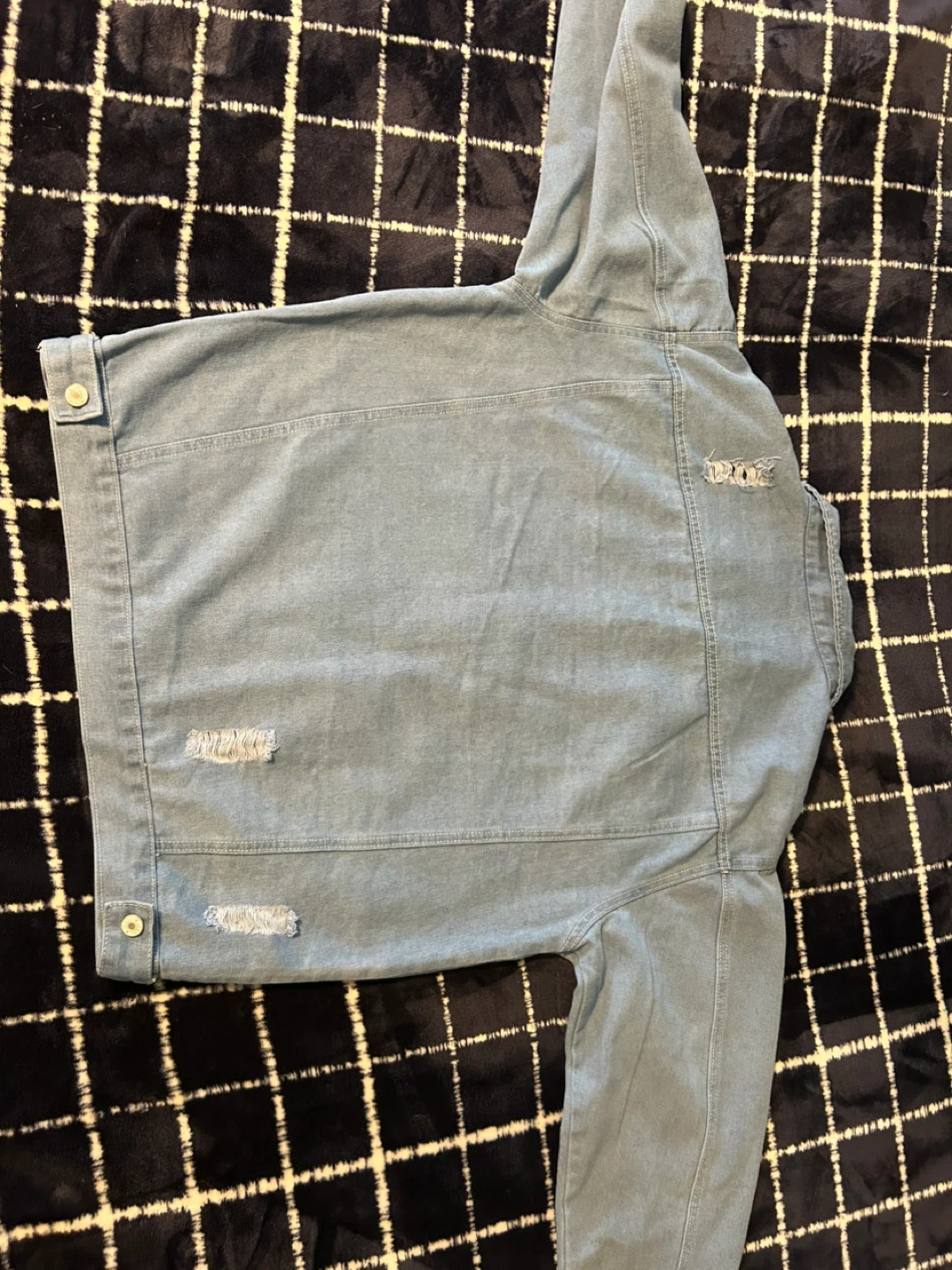 Distressed Denim Jacket - Light Blue - photo 3