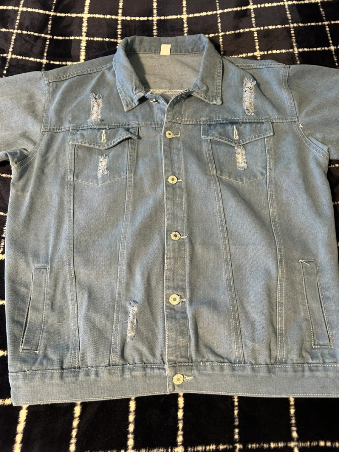 Distressed Denim Jacket - Light Blue - photo 2