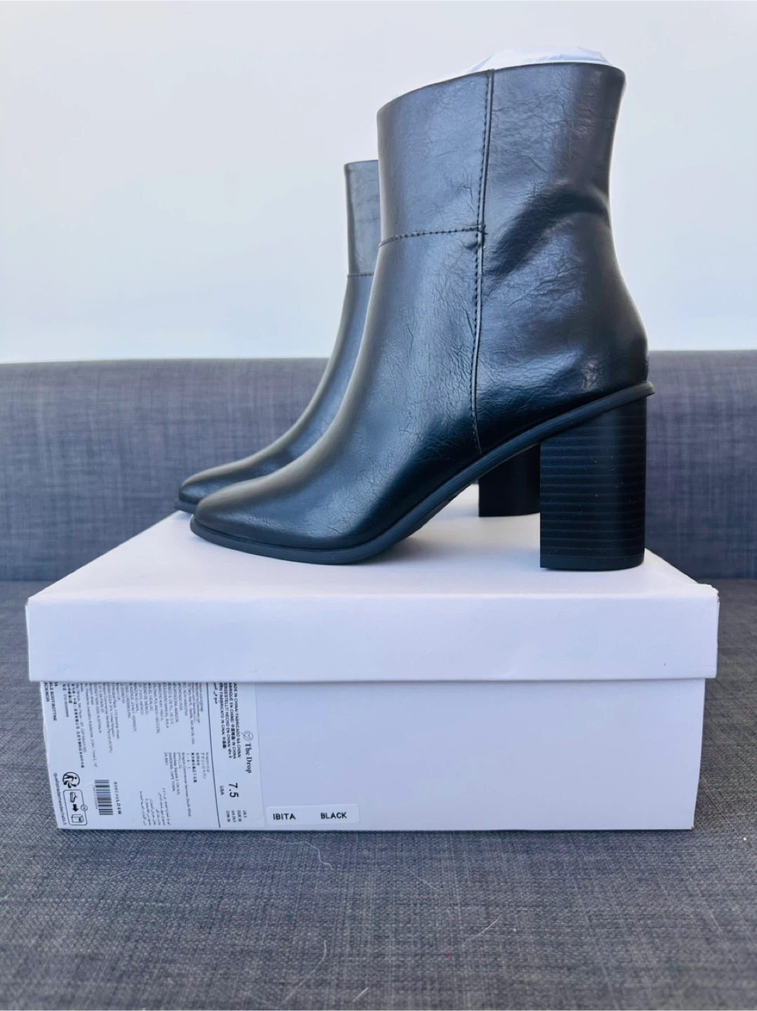 The Drop Ibita Black Ankle Boots - Size 7.5
