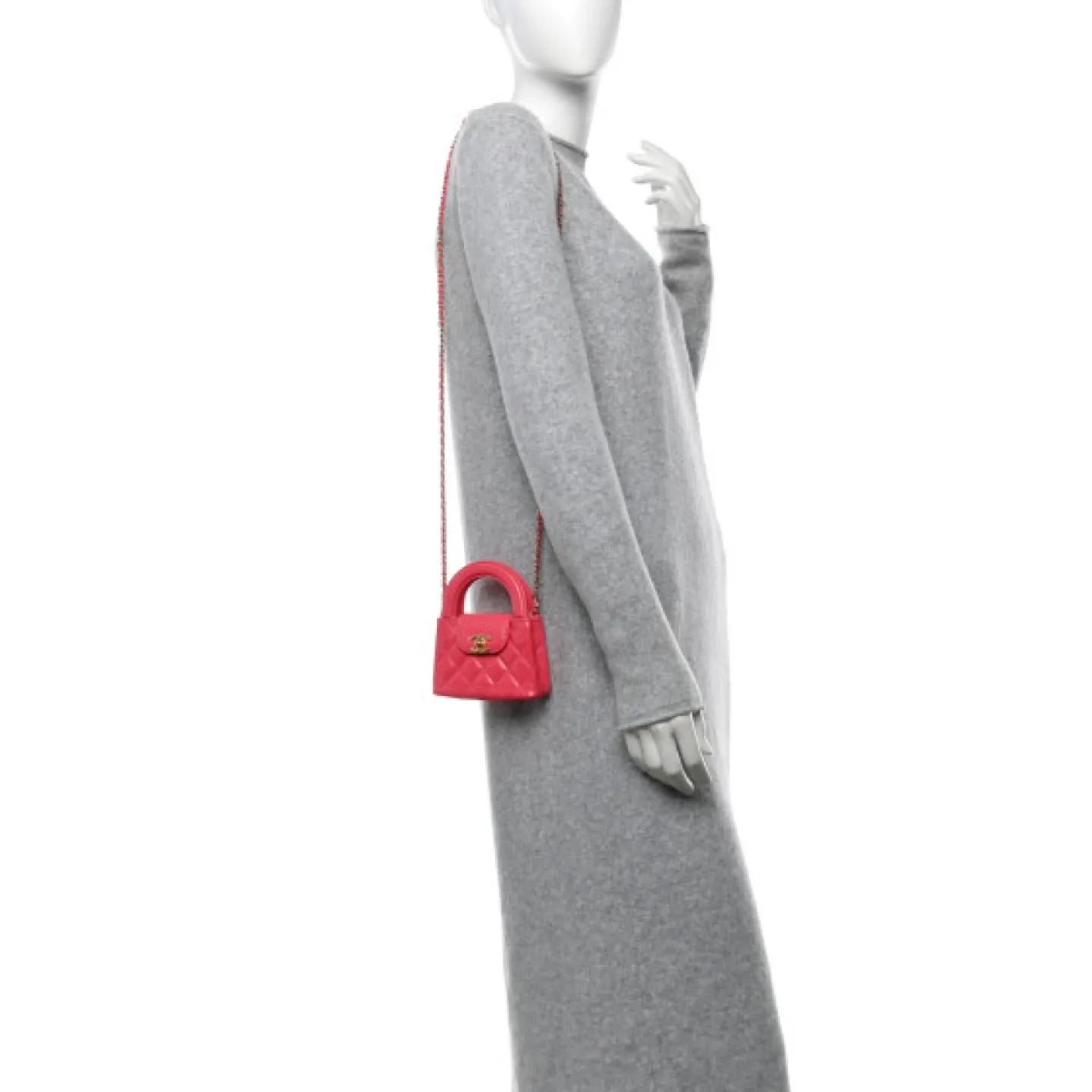 Chanel Quilted Mini Nano Kelly Shopper Orange Red image indicator(10)