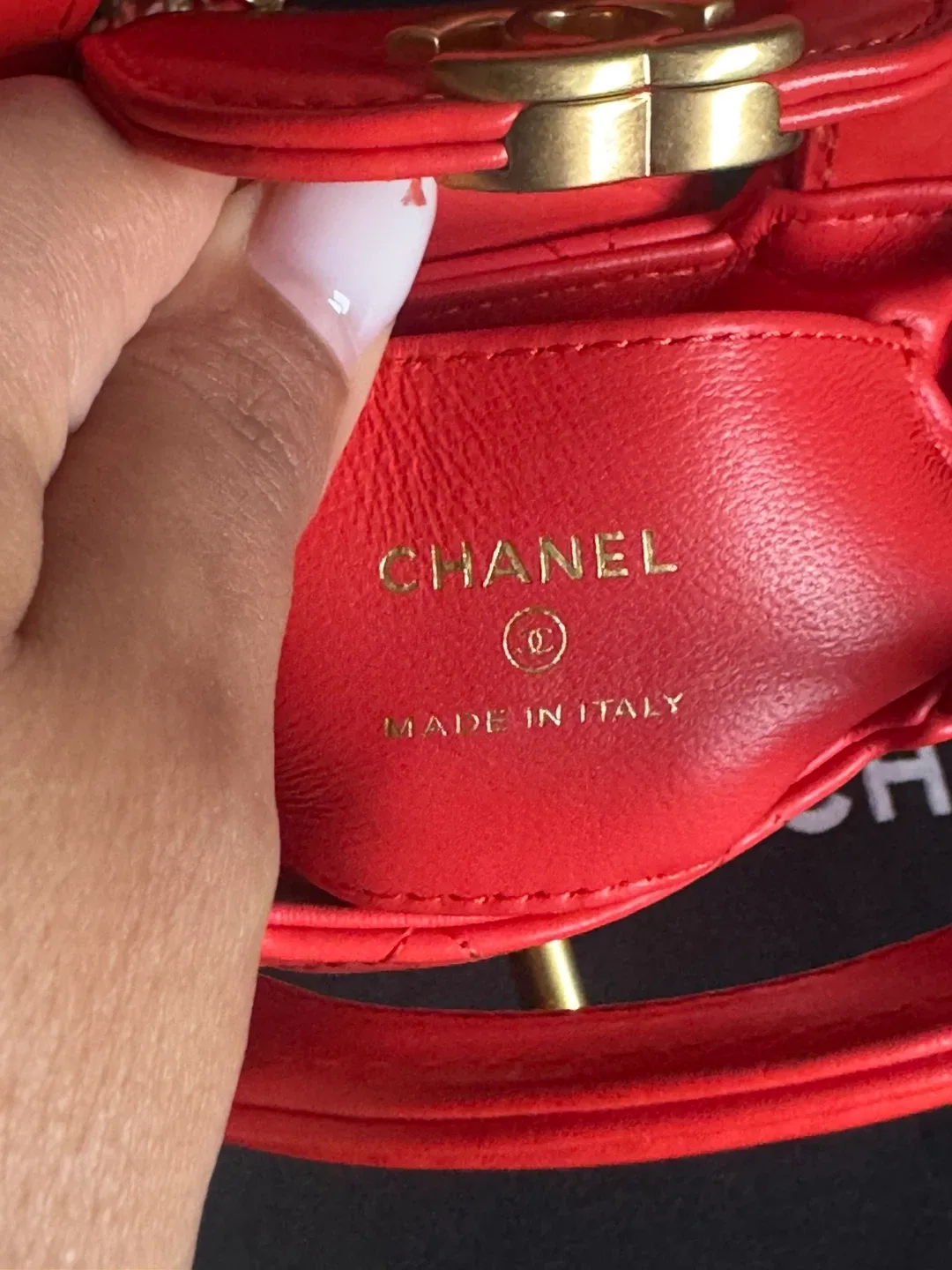 Chanel Quilted Mini Nano Kelly Shopper Orange Red image indicator(9)