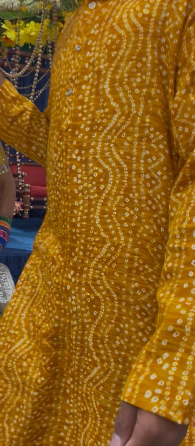 Yellow Bandhani Kurta, Size XXL - photo 3