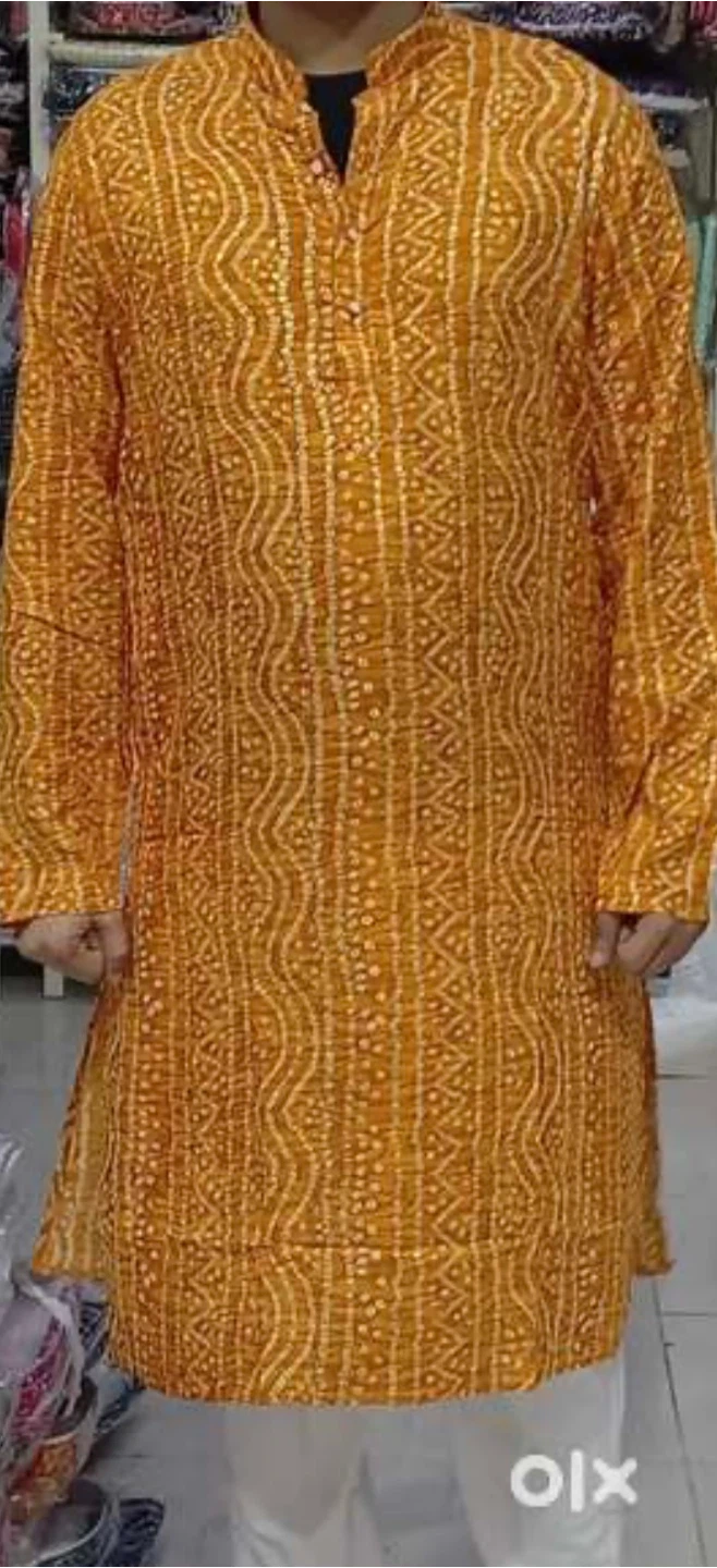 Yellow Bandhani Kurta, Size XXL - photo 2