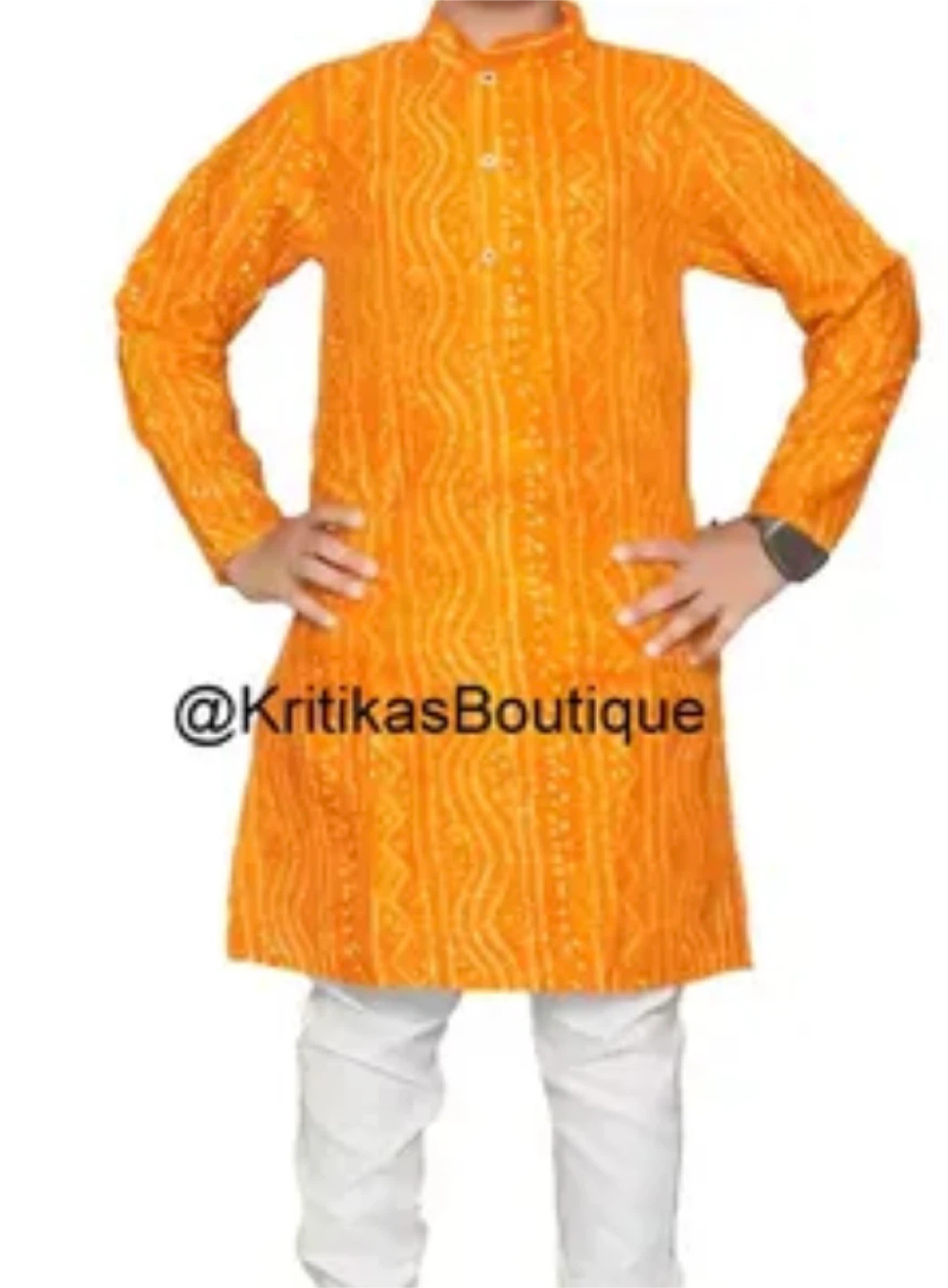 Yellow Bandhani Kurta, Size XXL
