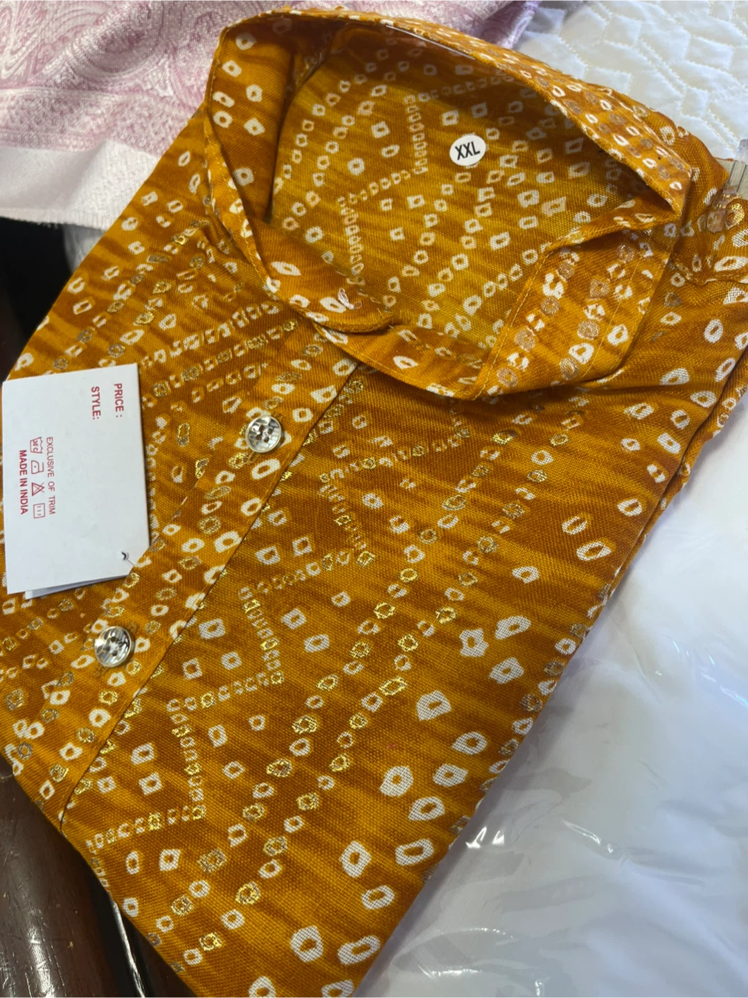 Yellow Bandhani Kurta, Size XXL - photo 5
