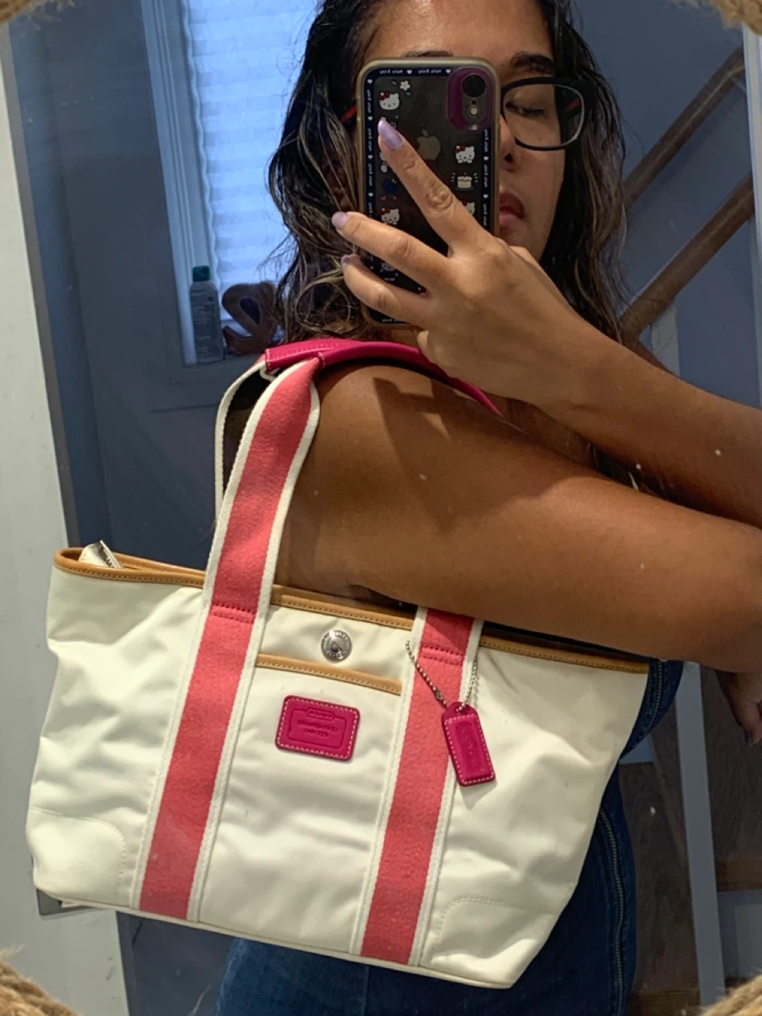 🩷 Coach White & Pink  Medium Hampton Tote Bag 🩷 - photo 4