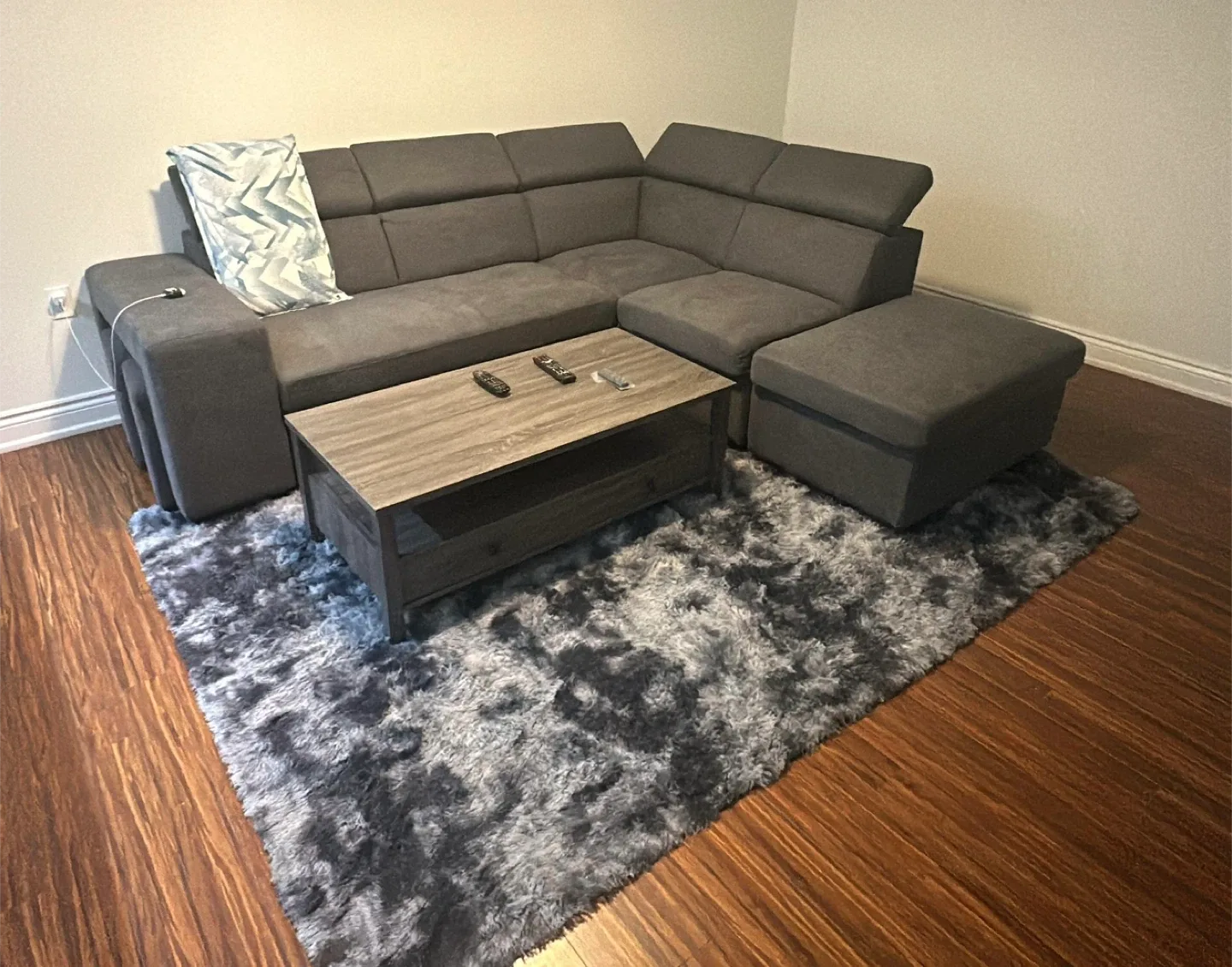 Grey Sectional Sofa bed with storage image indicator(2)
