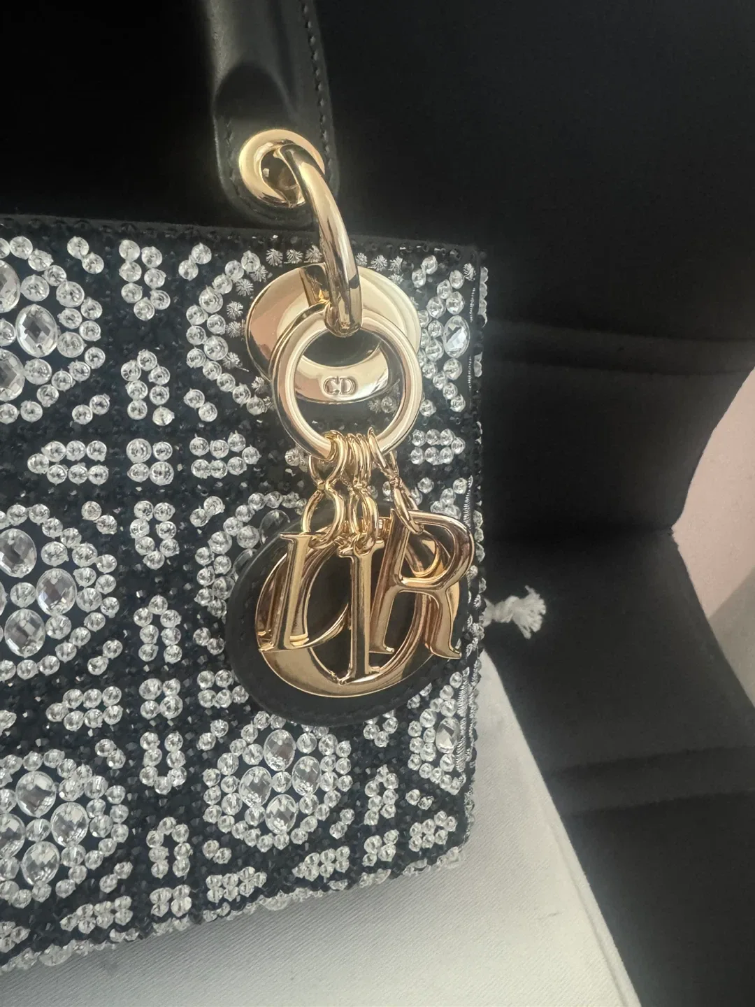 Mini Lady Dior Bag w/ Black Beads & Silver-Tone Strass image indicator(4)