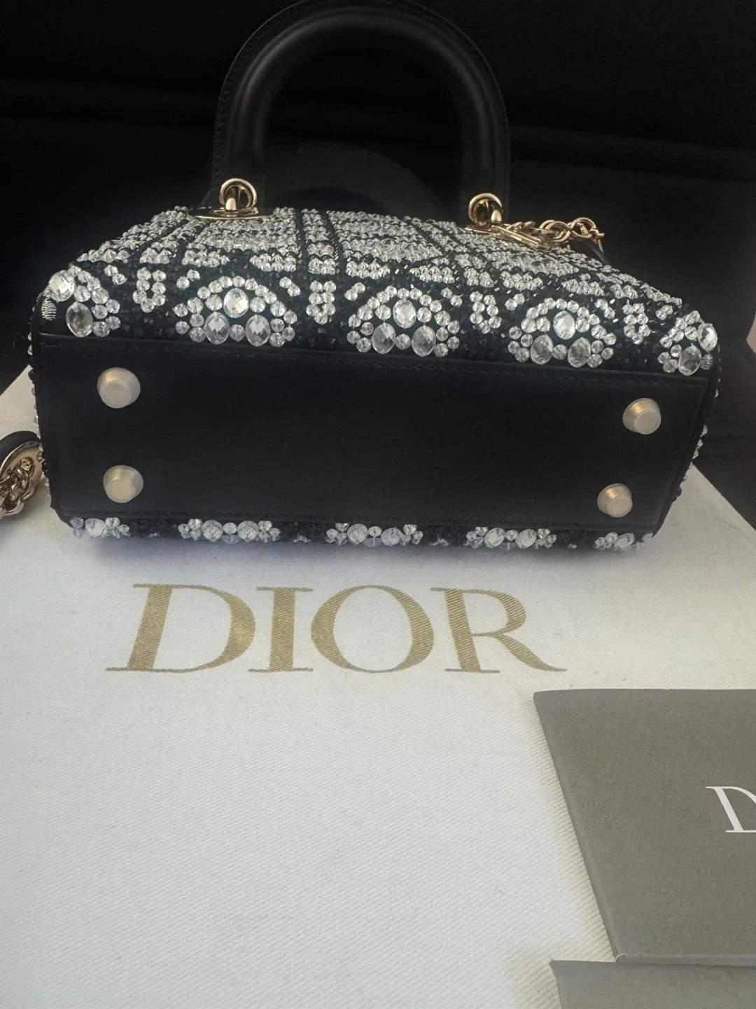 Mini Lady Dior Bag w/ Black Beads & Silver-Tone Strass image indicator(7)