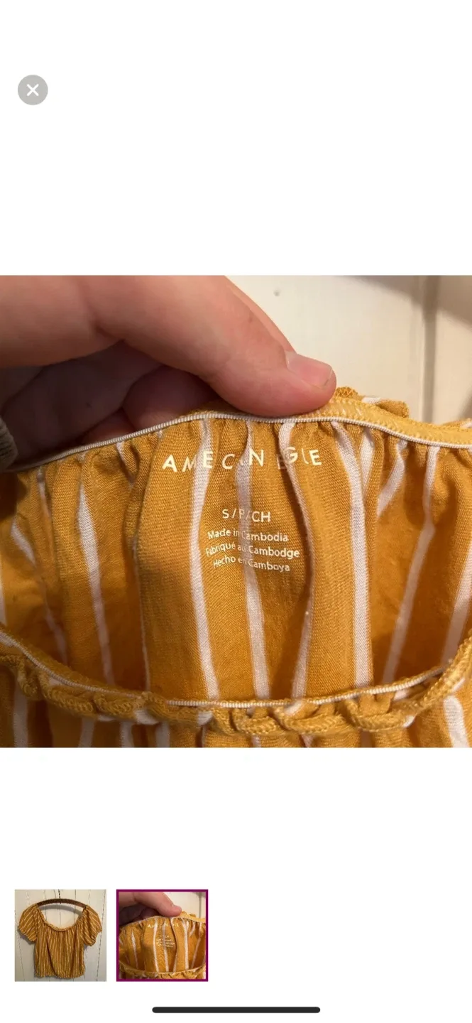 American Eagle Striped Yellow Top - Size S image indicator(2)