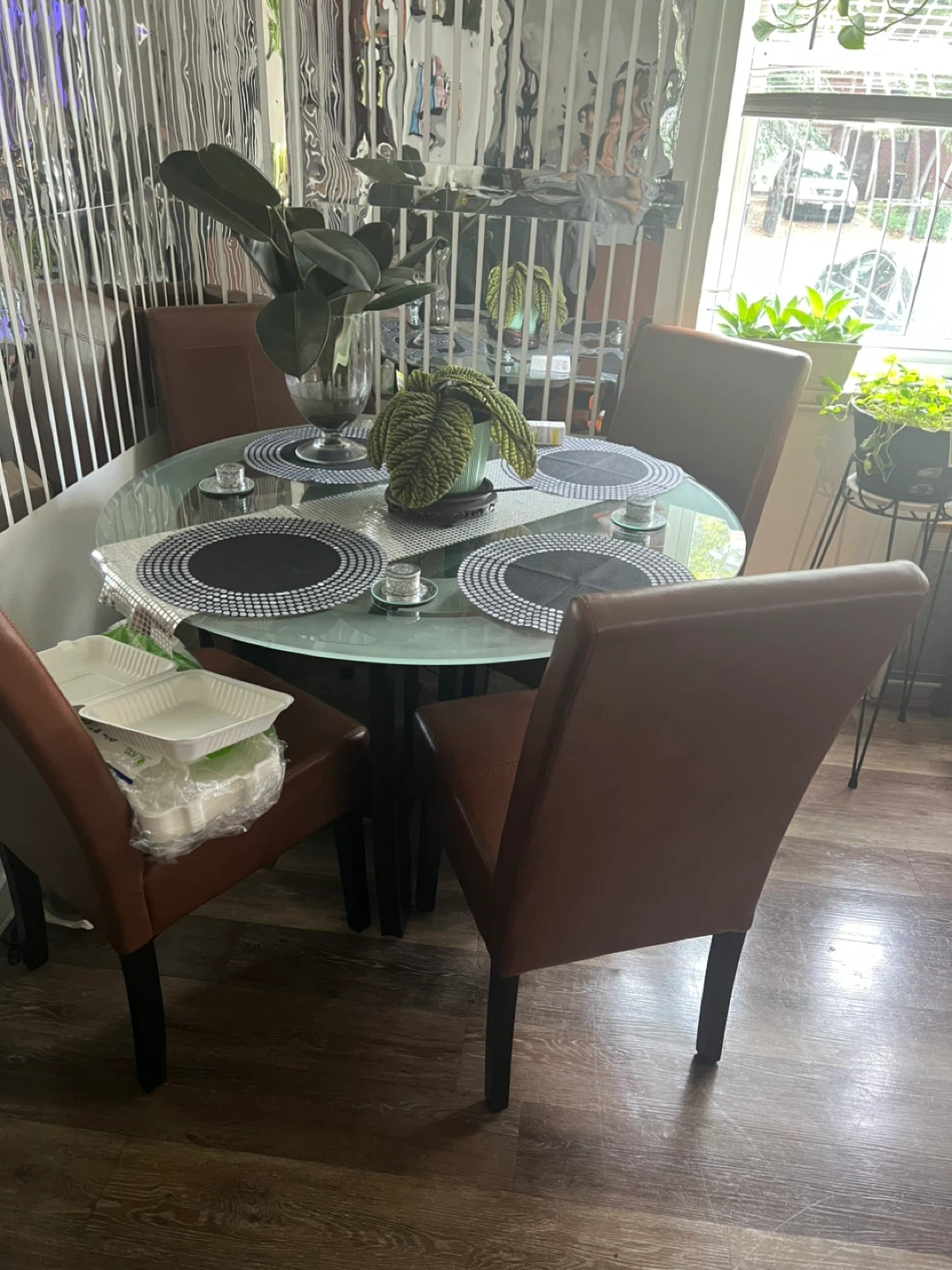 Glass Round Dining Table with 6 Chairs - photo 2