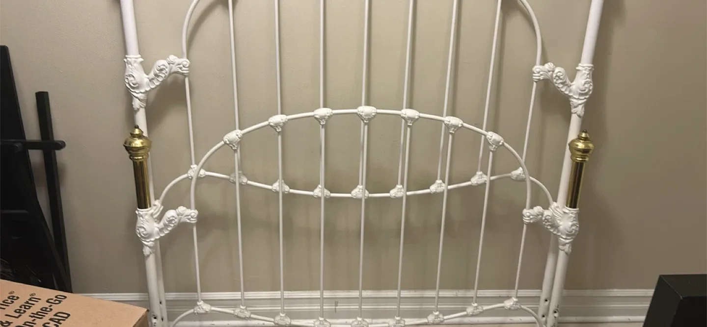 White & Gold Metal Bed Frame Headboard image indicator(3)