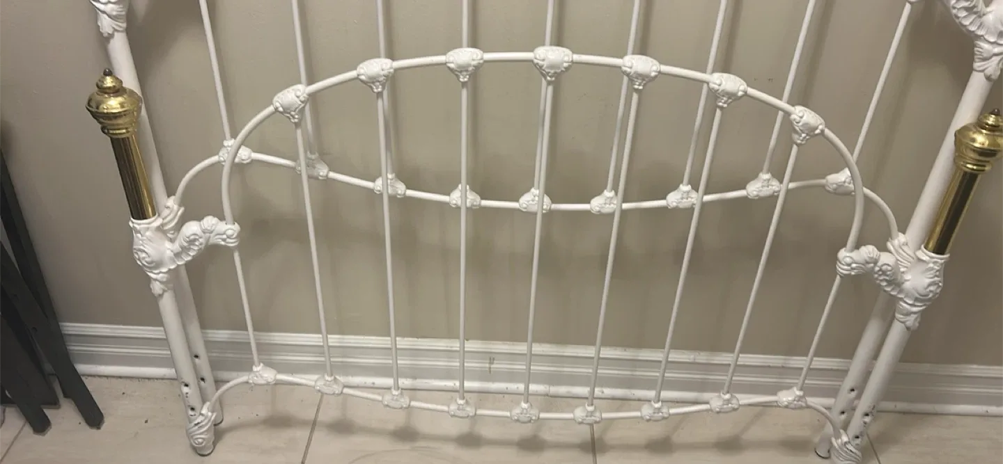 White & Gold Metal Bed Frame Headboard image indicator(4)