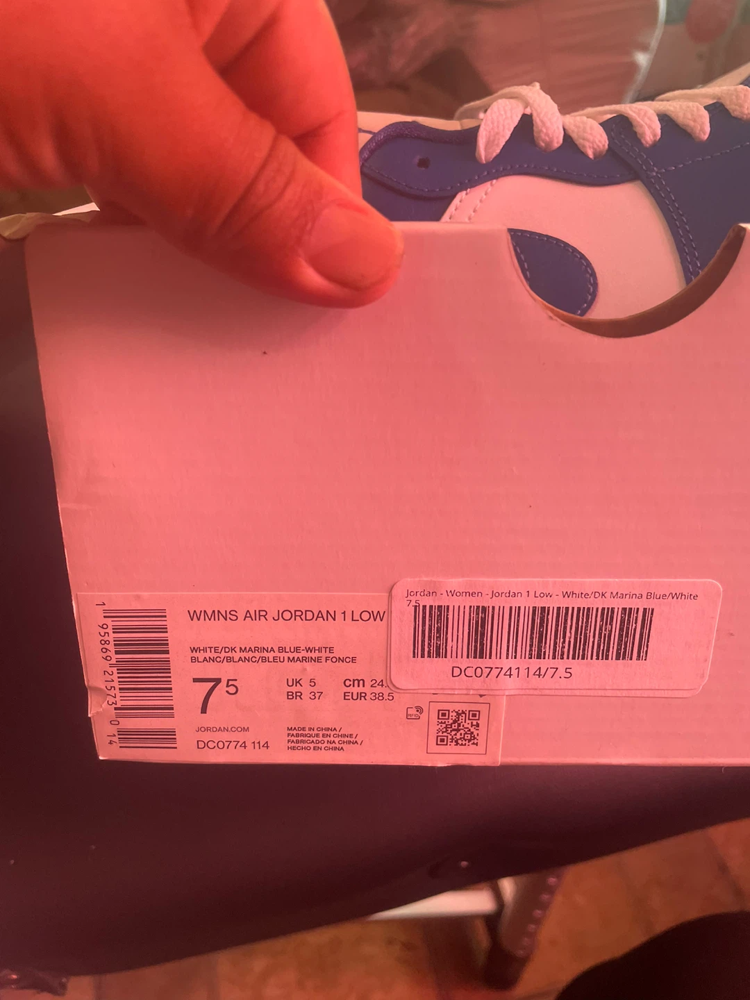 Nike Jordan 1 Low White/Blue Size 7.5 Women's - photo 4