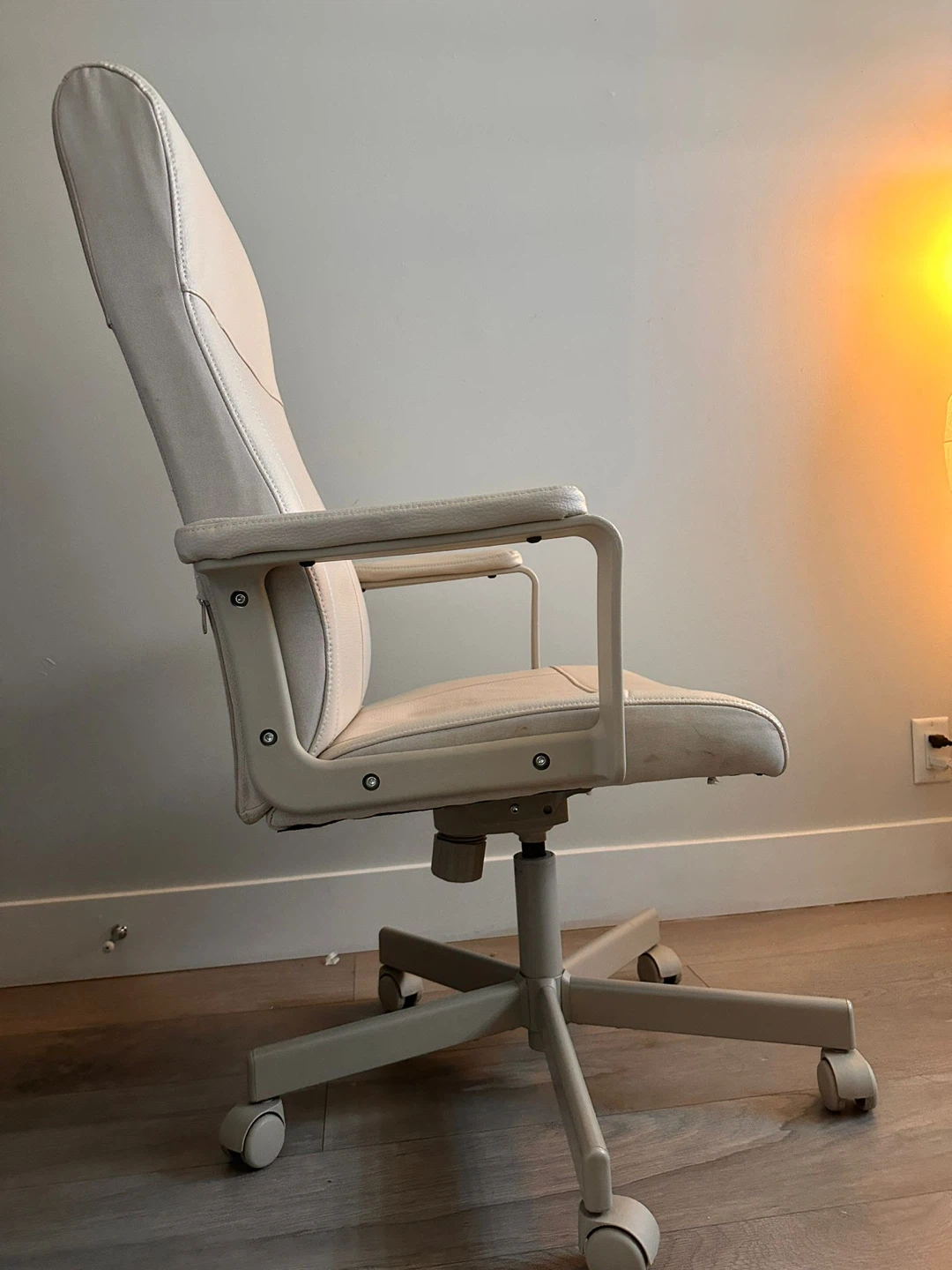 Cream Leather Office Chair