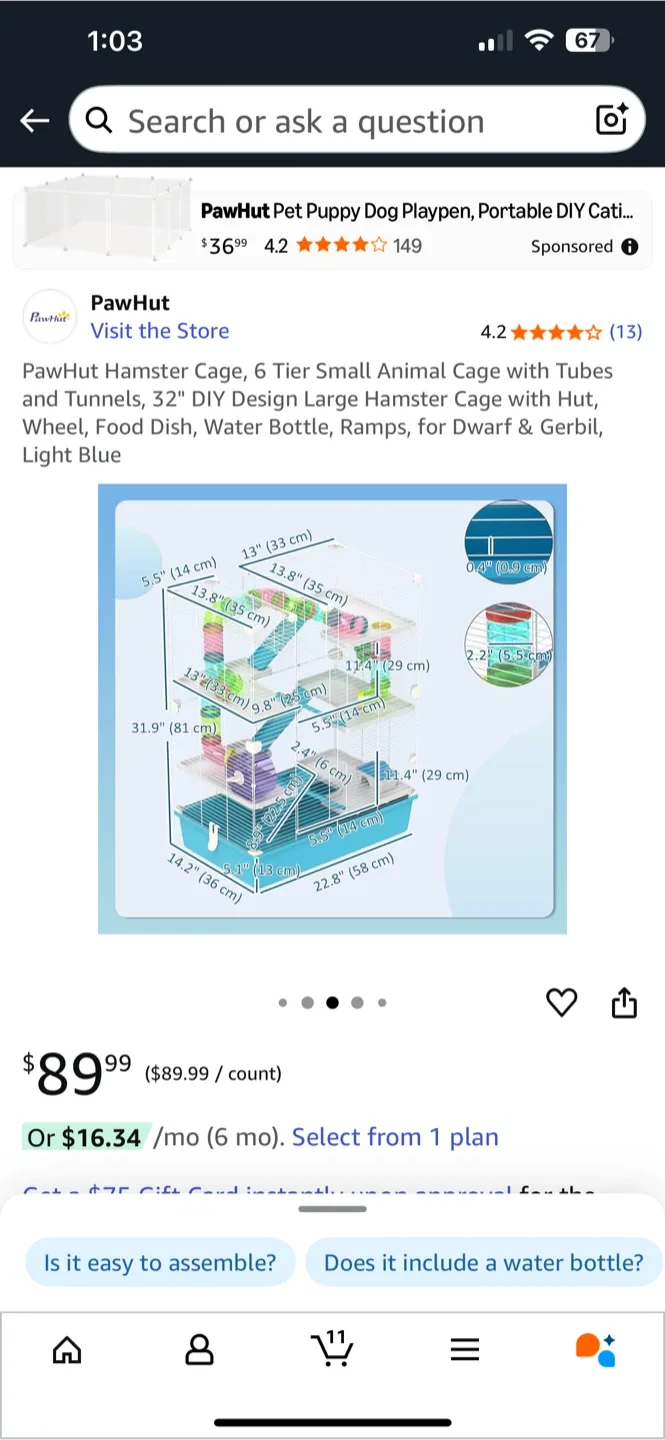 PawHut Hamster Cage - Like New! image indicator(2)