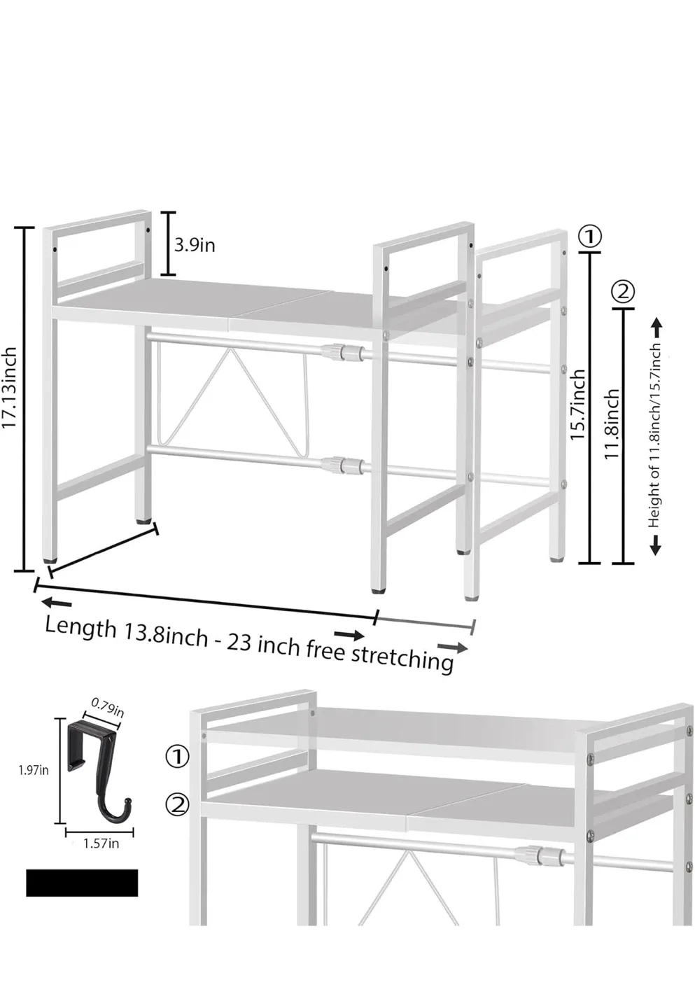 Expandable Microwave Oven Rack - White image indicator(3)