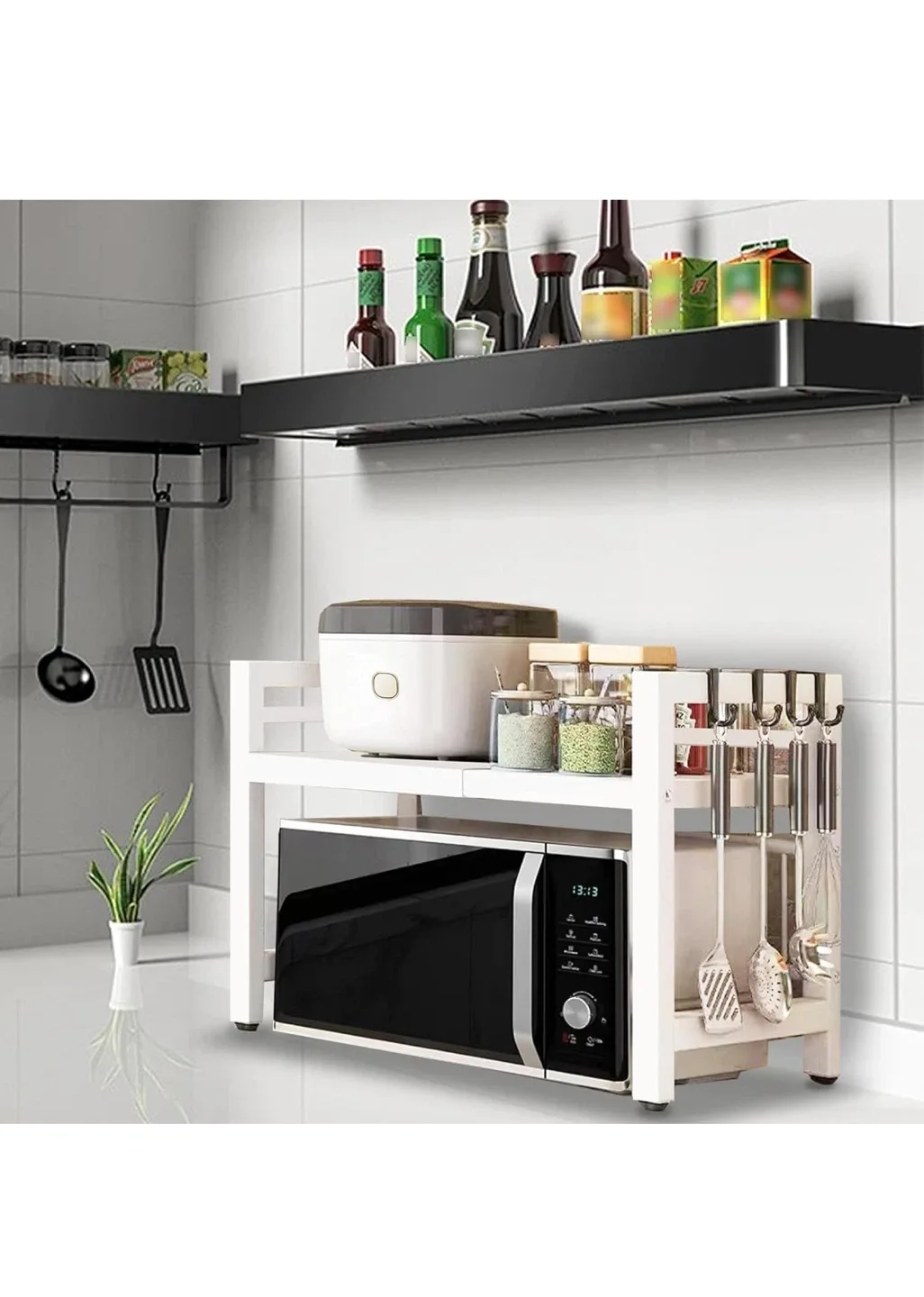 Expandable Microwave Oven Rack - White image indicator(6)