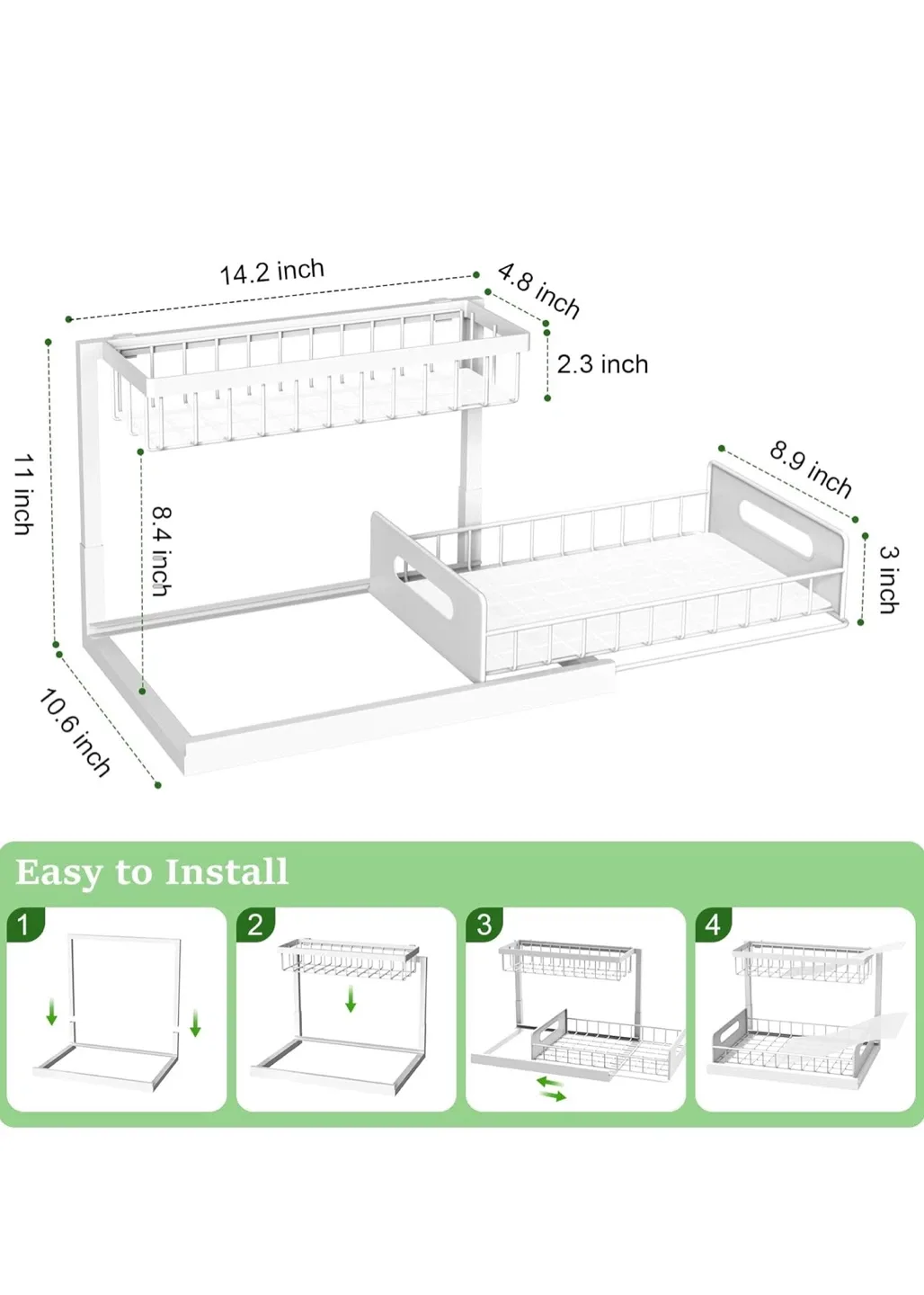 REALINN Under Sink Organizer - White image indicator(2)
