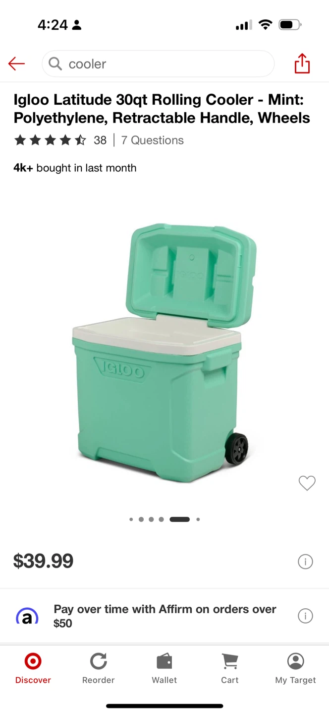 Igloo Latitude 30qt Rolling Cooler - Mint - photo 2