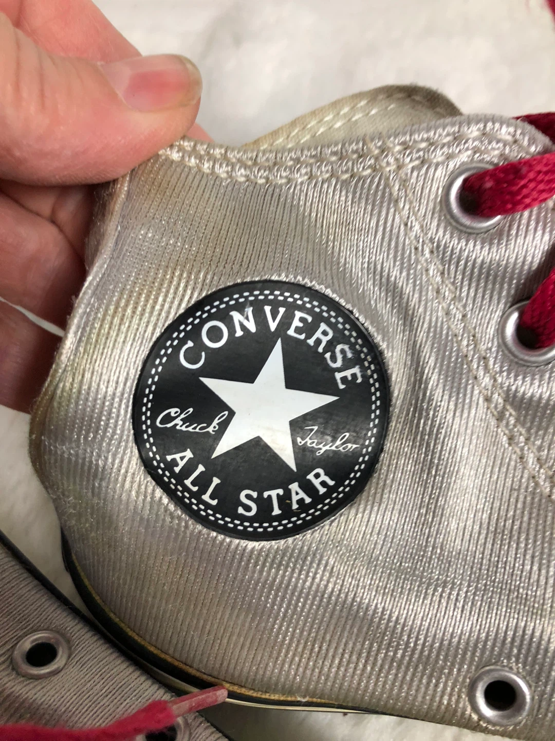 Girls Silver Converse Shoes. Size 1. - photo 2