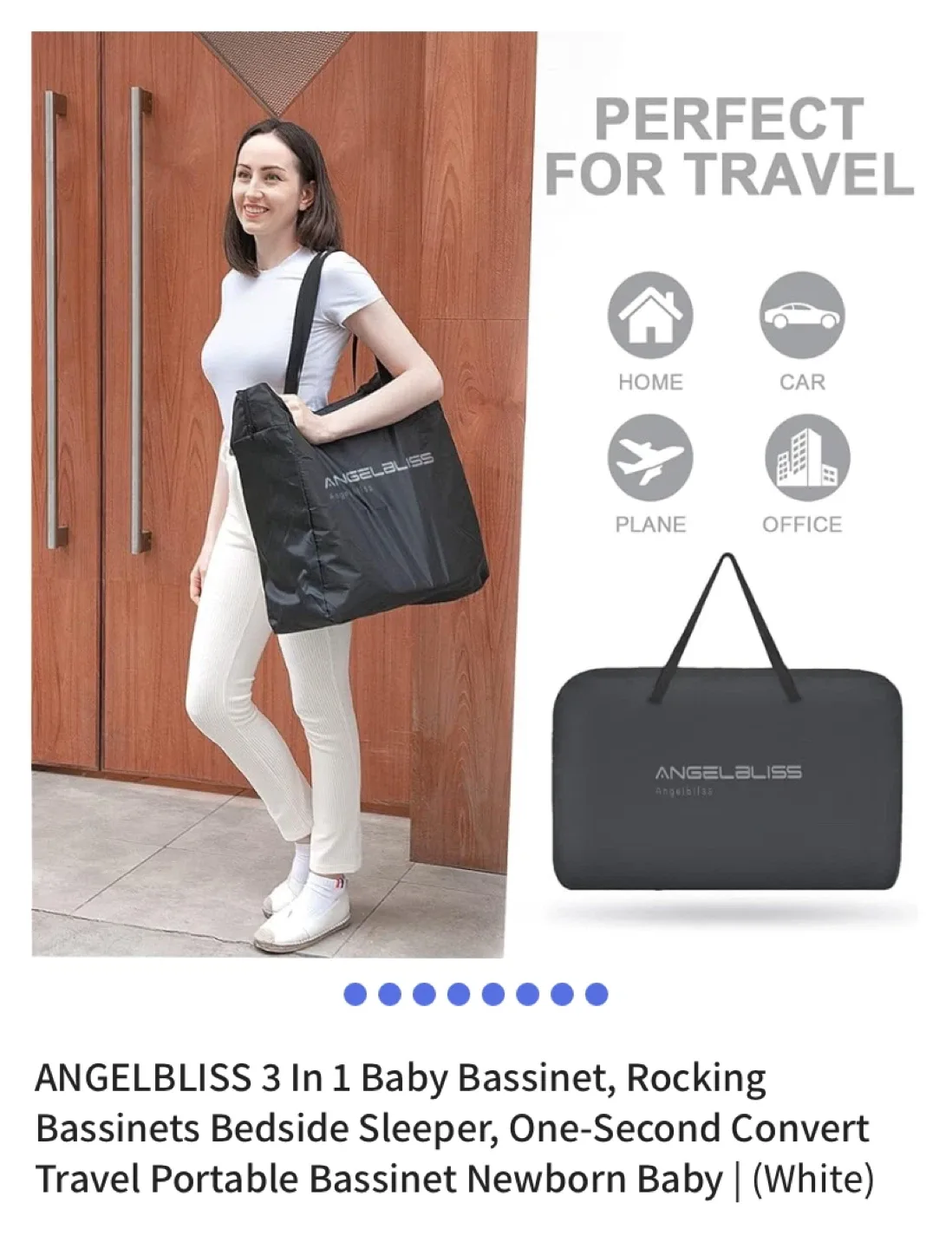 Angelbliss 3 in 1 Baby Bassinet - White excellent condition image indicator(8)